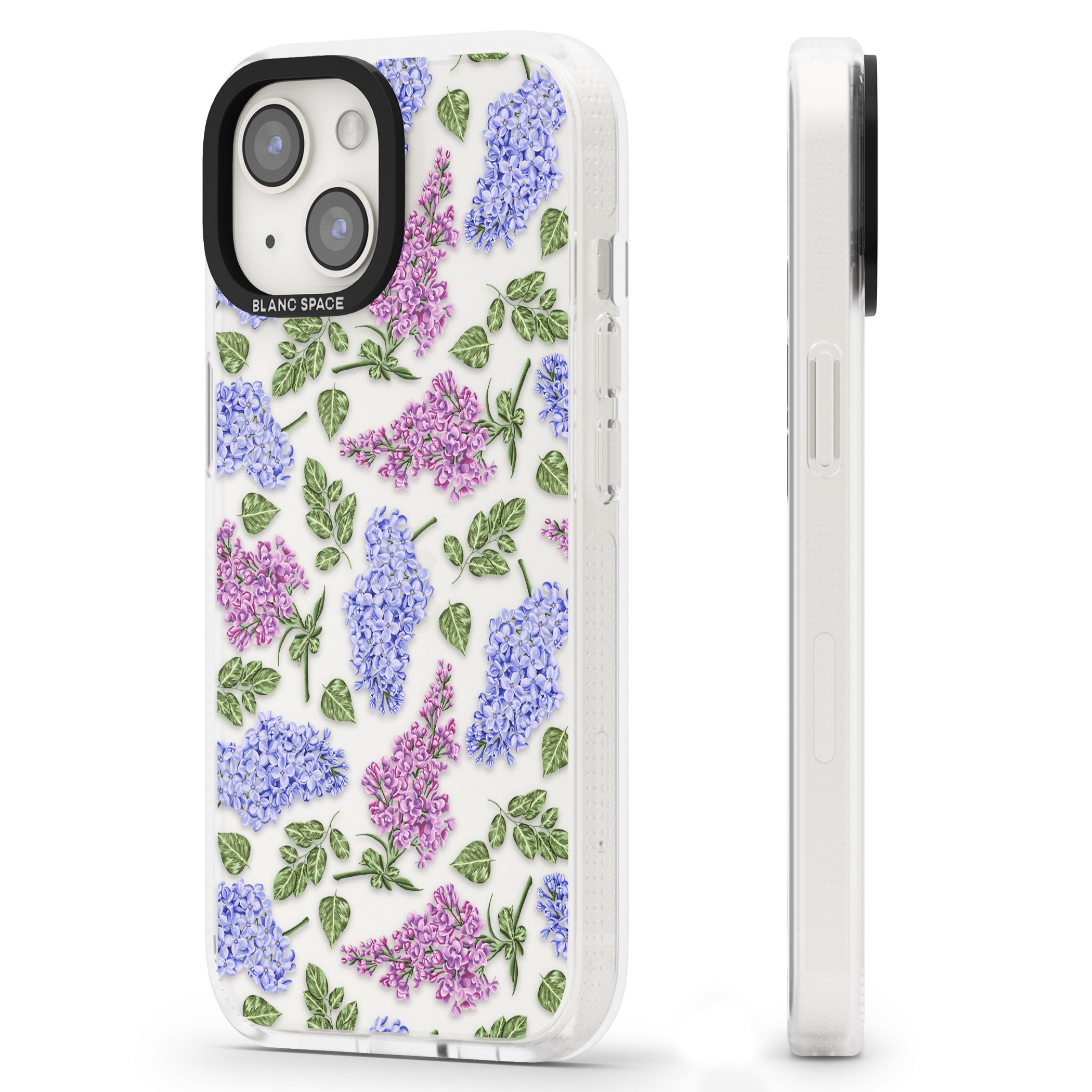Purple Blossoms Transparent Floral iPhone 15 / 14 / 13 Clear Case Impact Air - Blanc Space