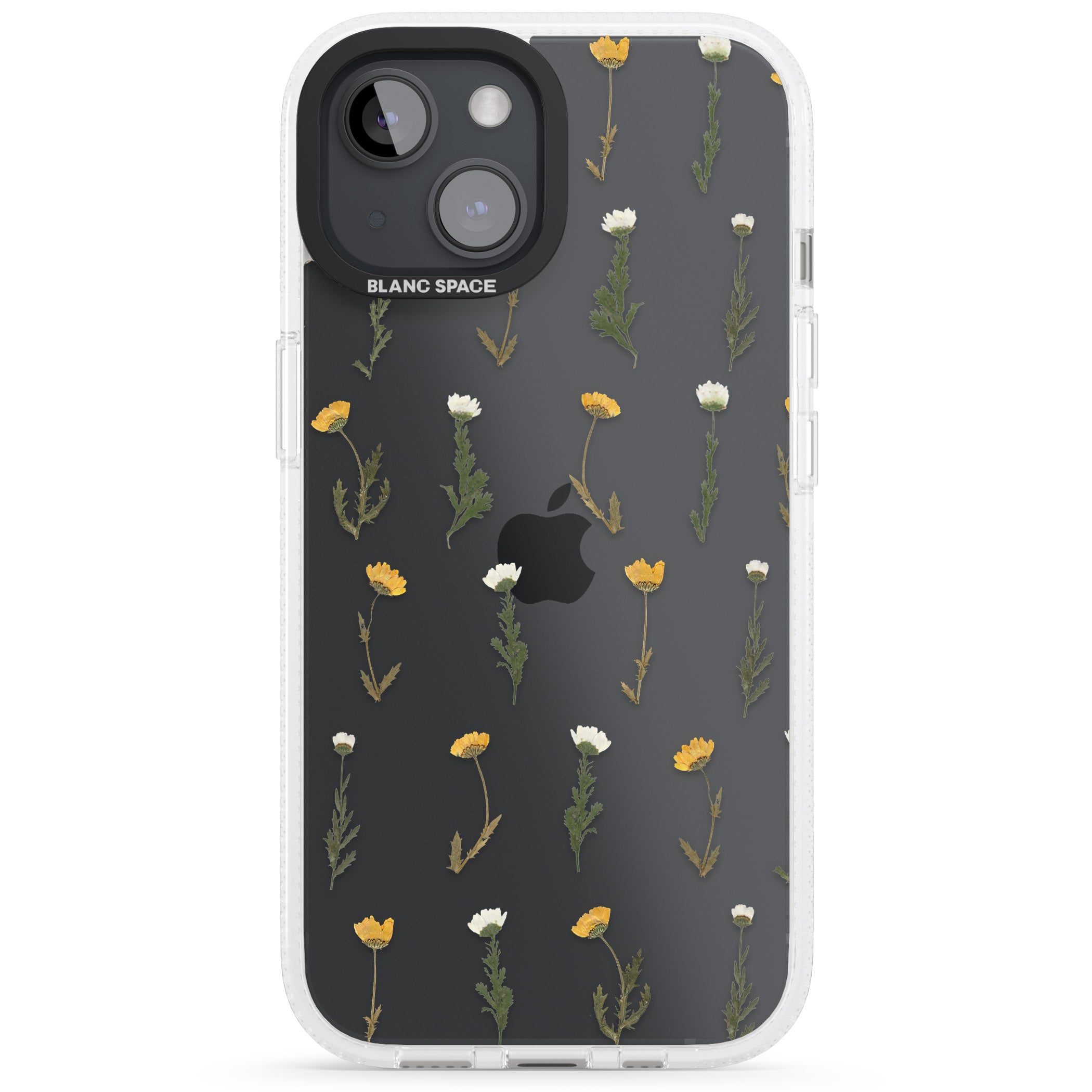 Pressed Flower iPhone 15 / 14 / 13 Clear Case Impact Air - Blanc Space