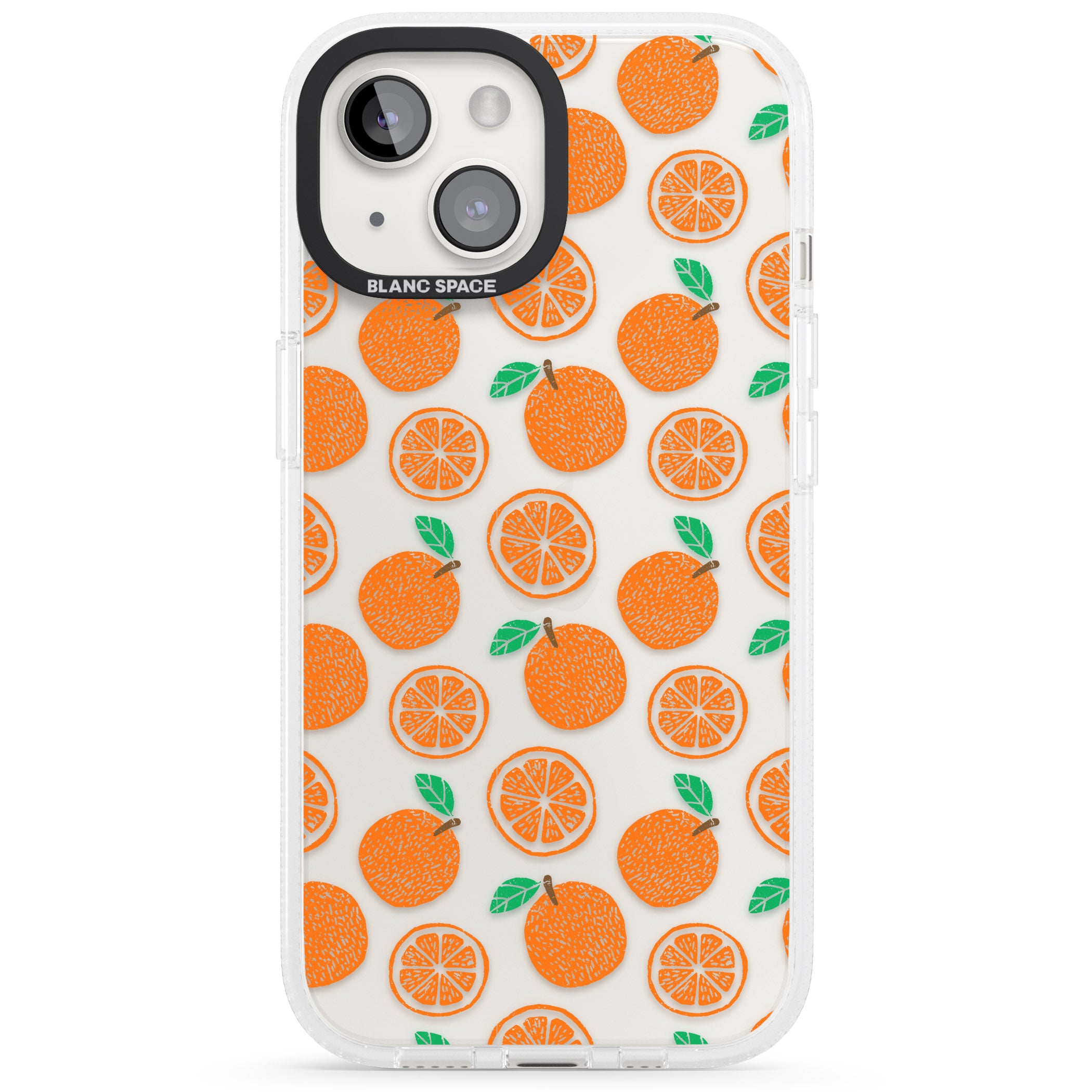 Orange Pattern iPhone 15 / 14 / 13 Clear Case Impact Air - Blanc Space