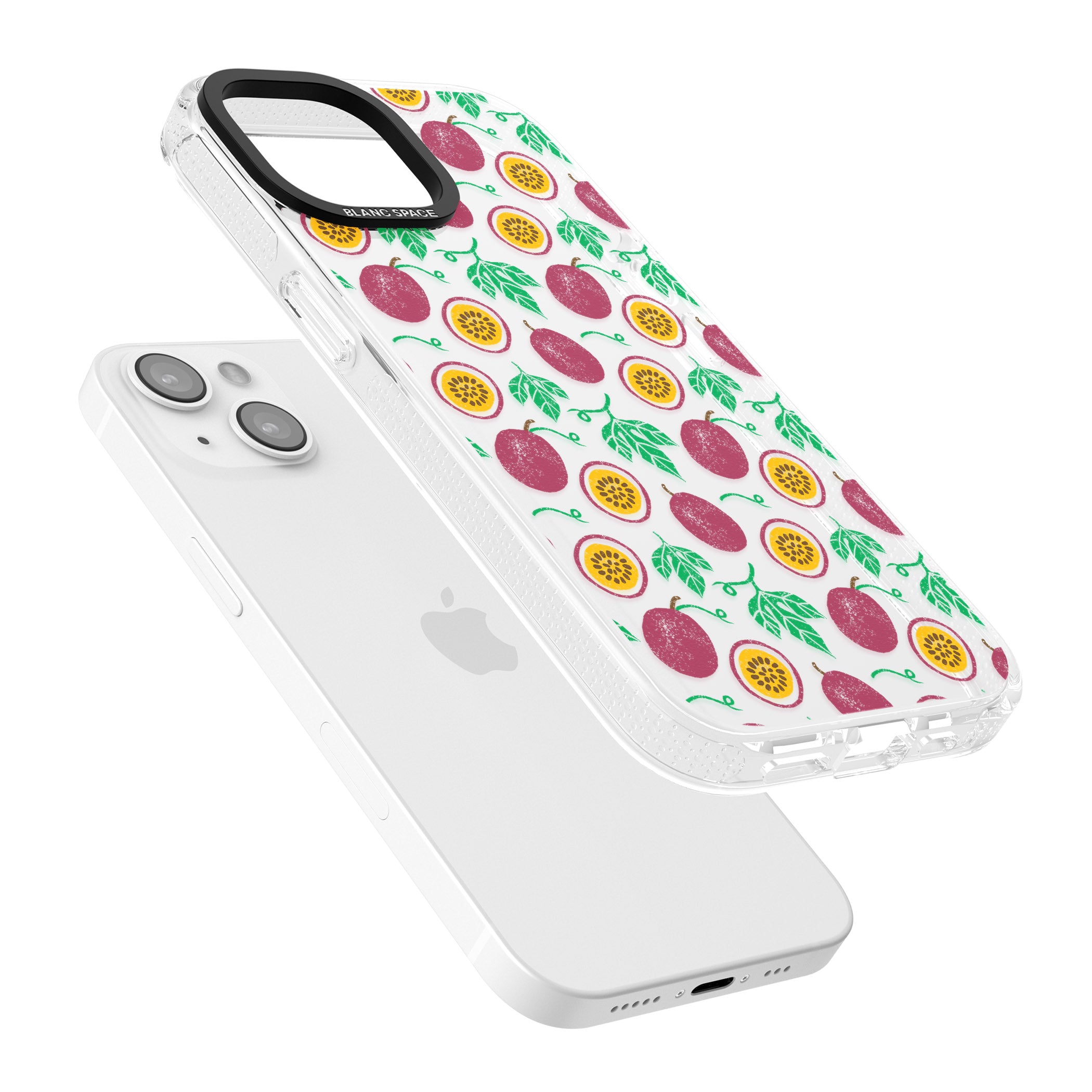 Passion Fruit Pattern iPhone 15 / 14 / 13 Clear Case Impact Air - Blanc Space