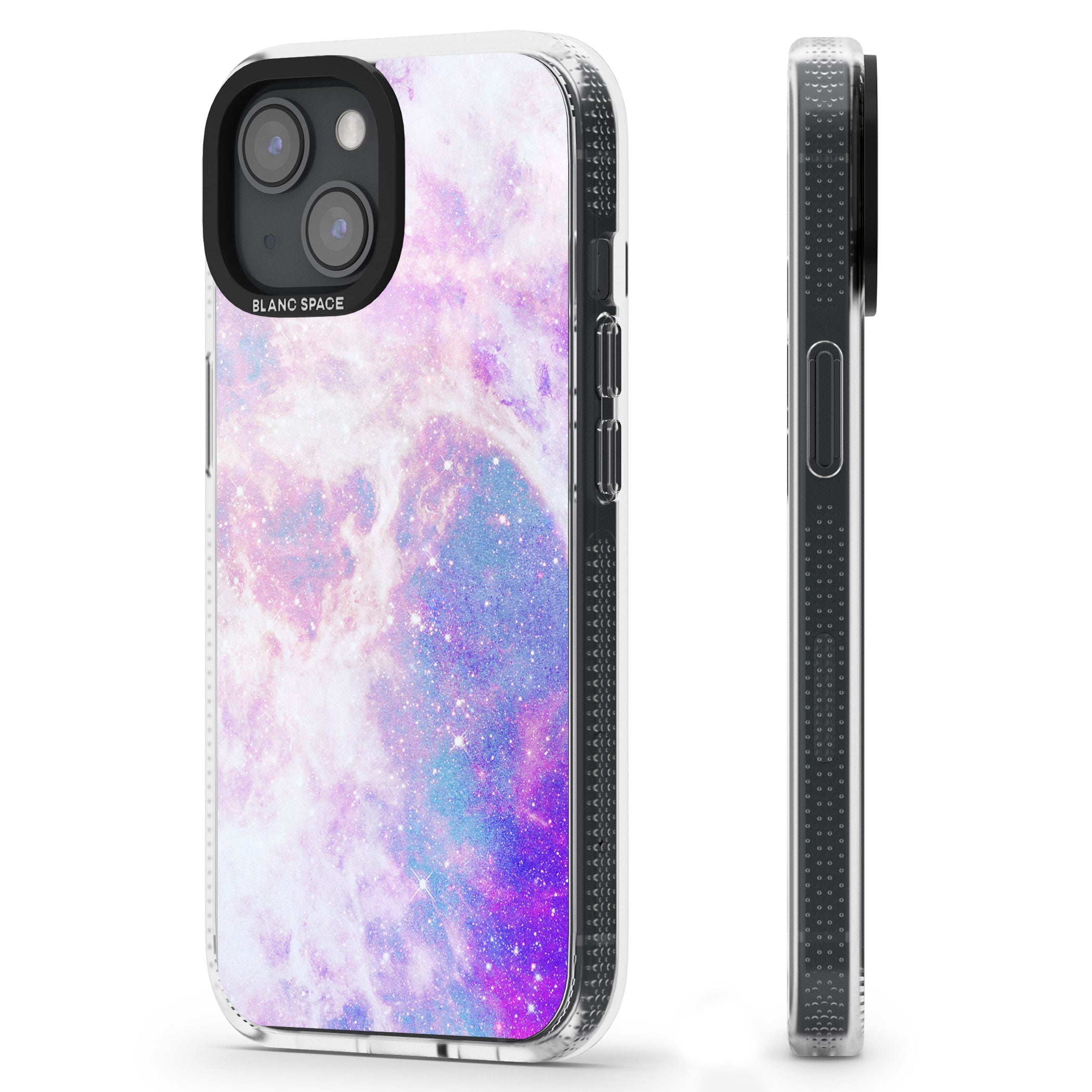 Purple & Blue Galaxy Pattern Design iPhone 15 / 14 / 13 Clear Case Impact Air - Blanc Space