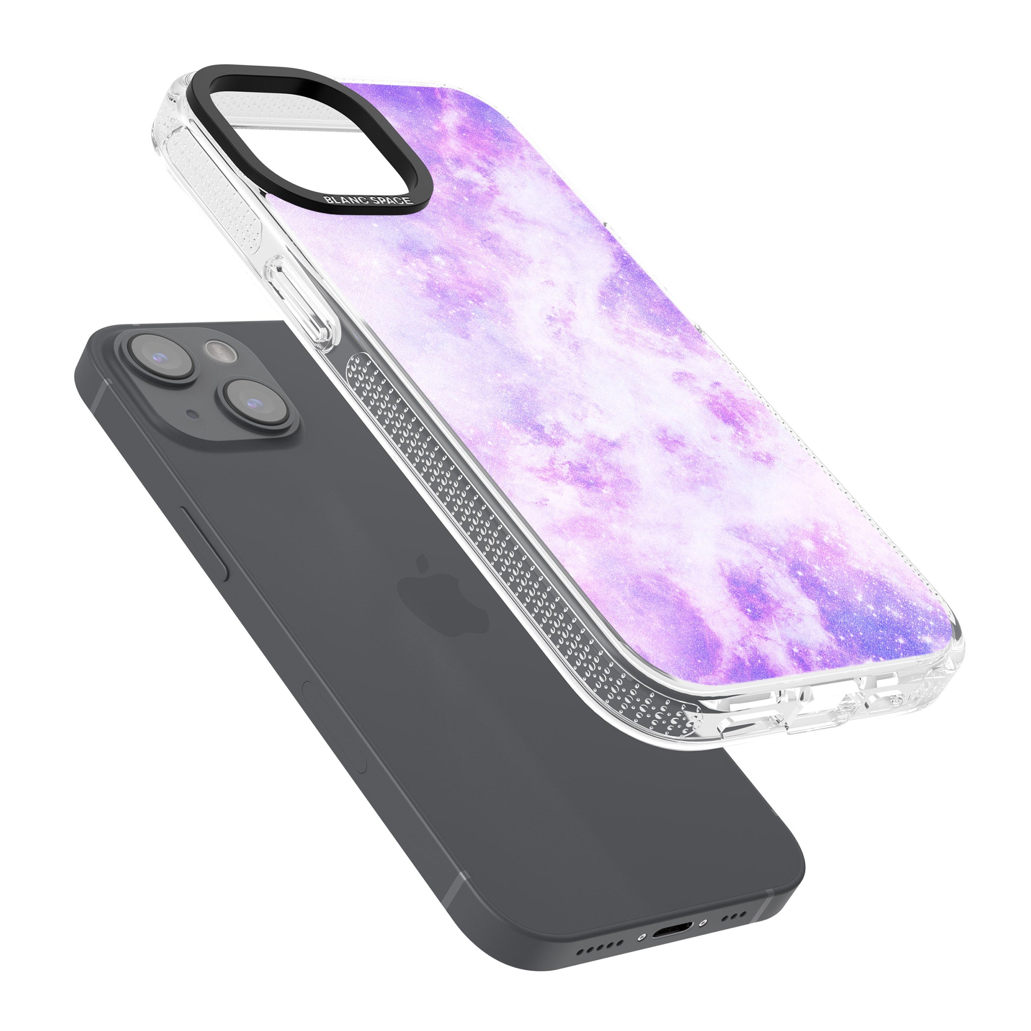Purple Galaxy Pattern Design iPhone 15 / 14 / 13 Clear Case Impact Air - Blanc Space