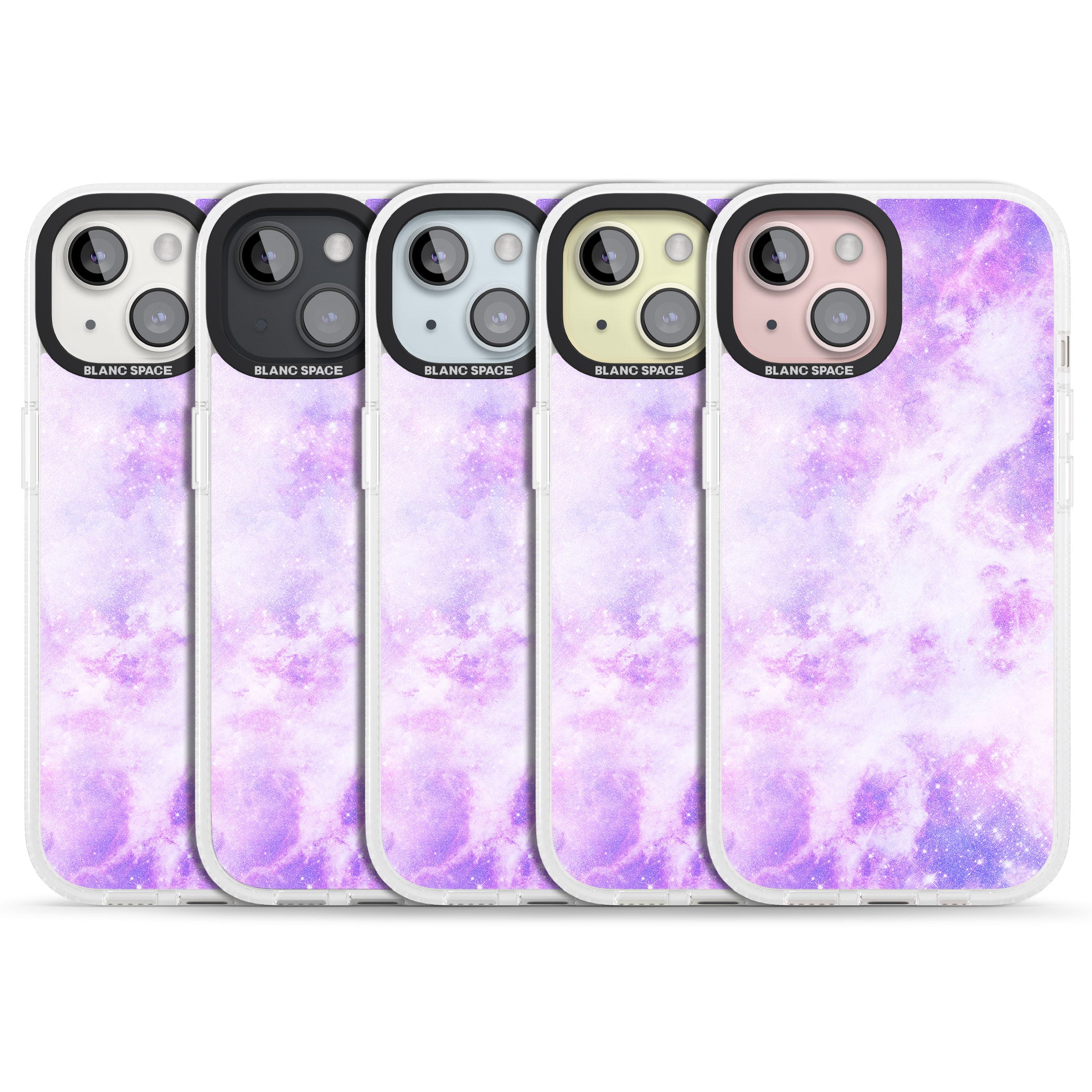 Purple Galaxy Pattern Design iPhone 15 / 14 / 13 Clear Case Impact Air - Blanc Space