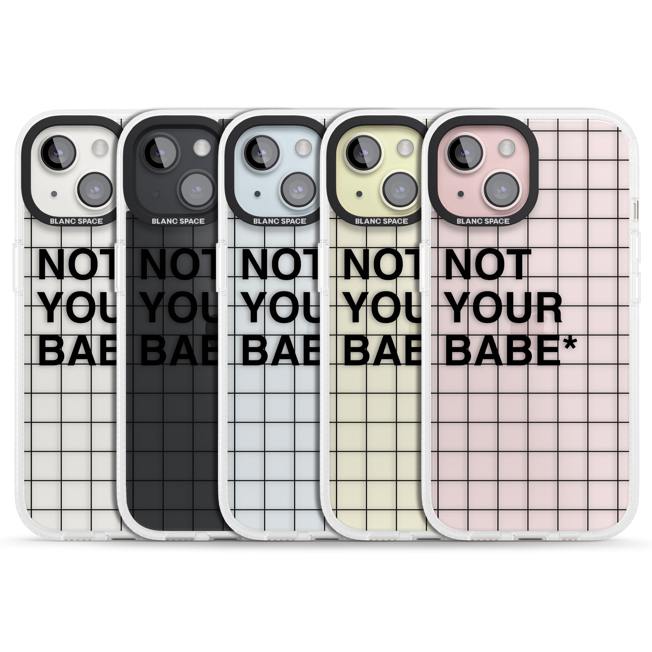 Grid Pattern Not Your Babe iPhone 15 / 14 / 13 Clear Case Impact Air - Blanc Space