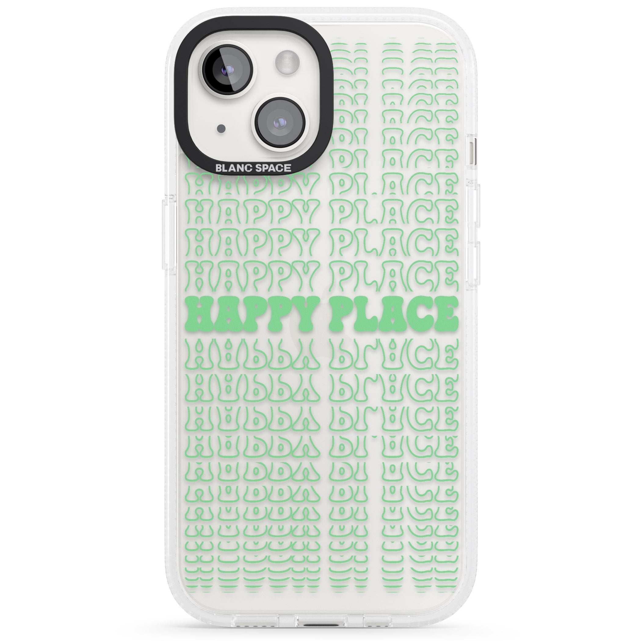 Happy Place (Green) iPhone 15 / 14 / 13 Clear Case Impact Air - Blanc Space
