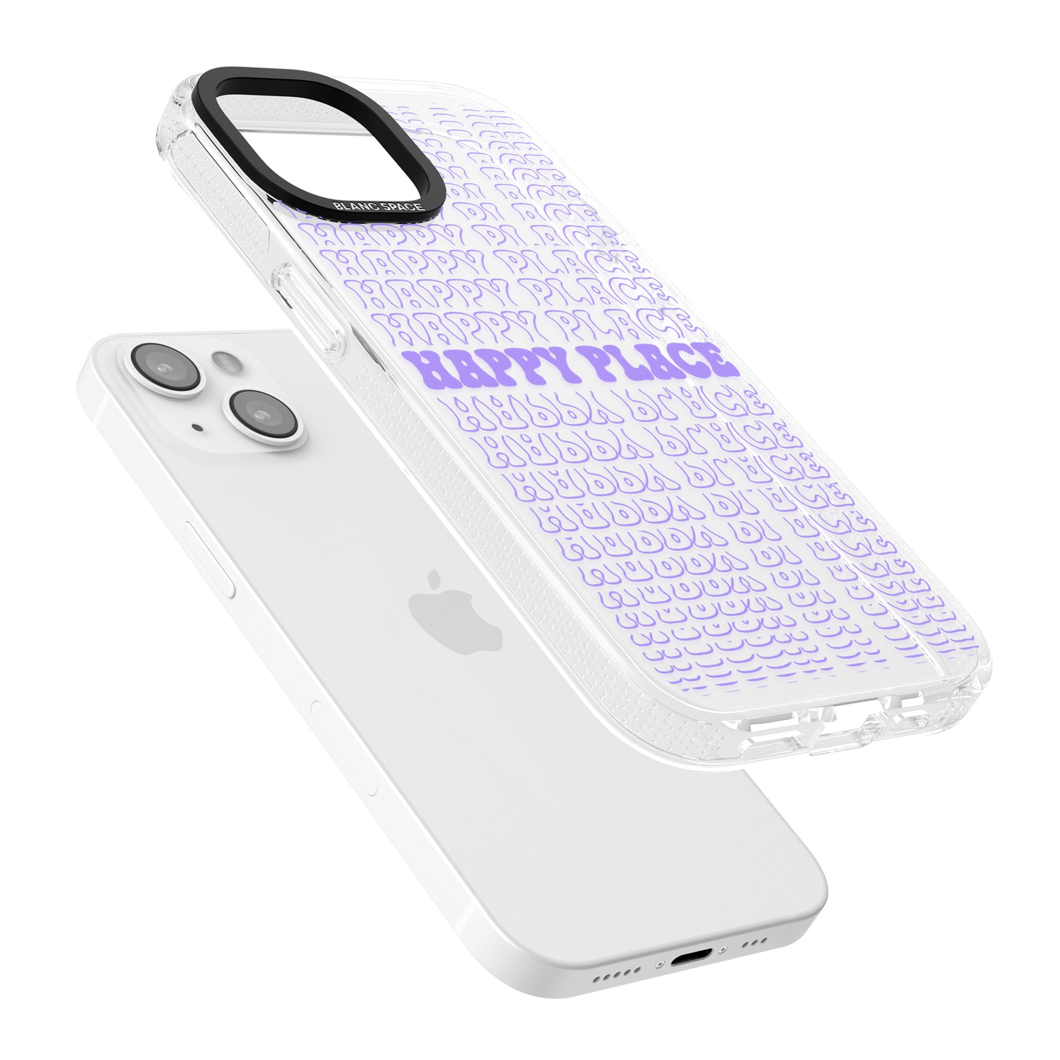 Happy Place (Purple) iPhone 15 / 14 / 13 Clear Case Impact Air - Blanc Space