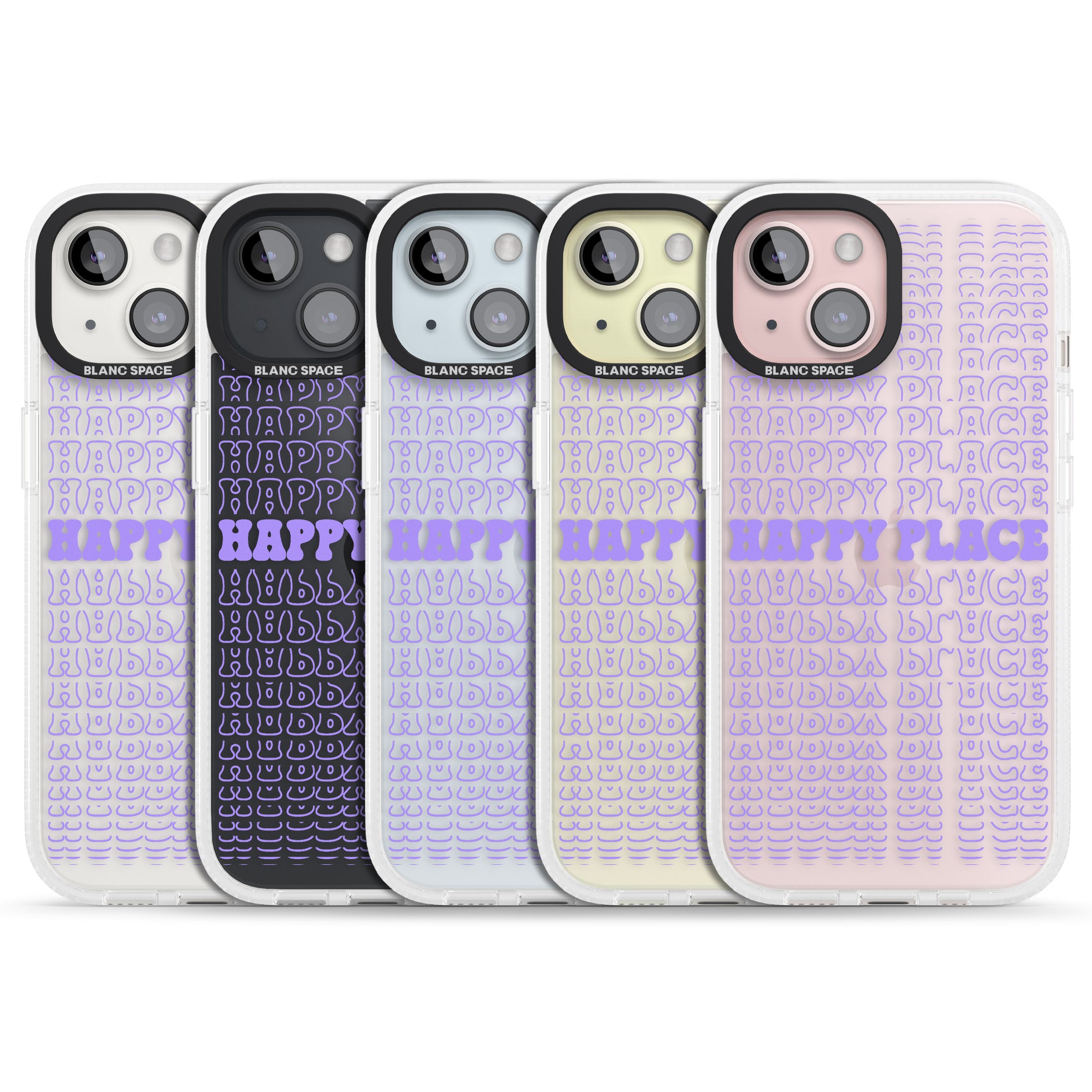 Happy Place (Purple) iPhone 15 / 14 / 13 Clear Case Impact Air - Blanc Space