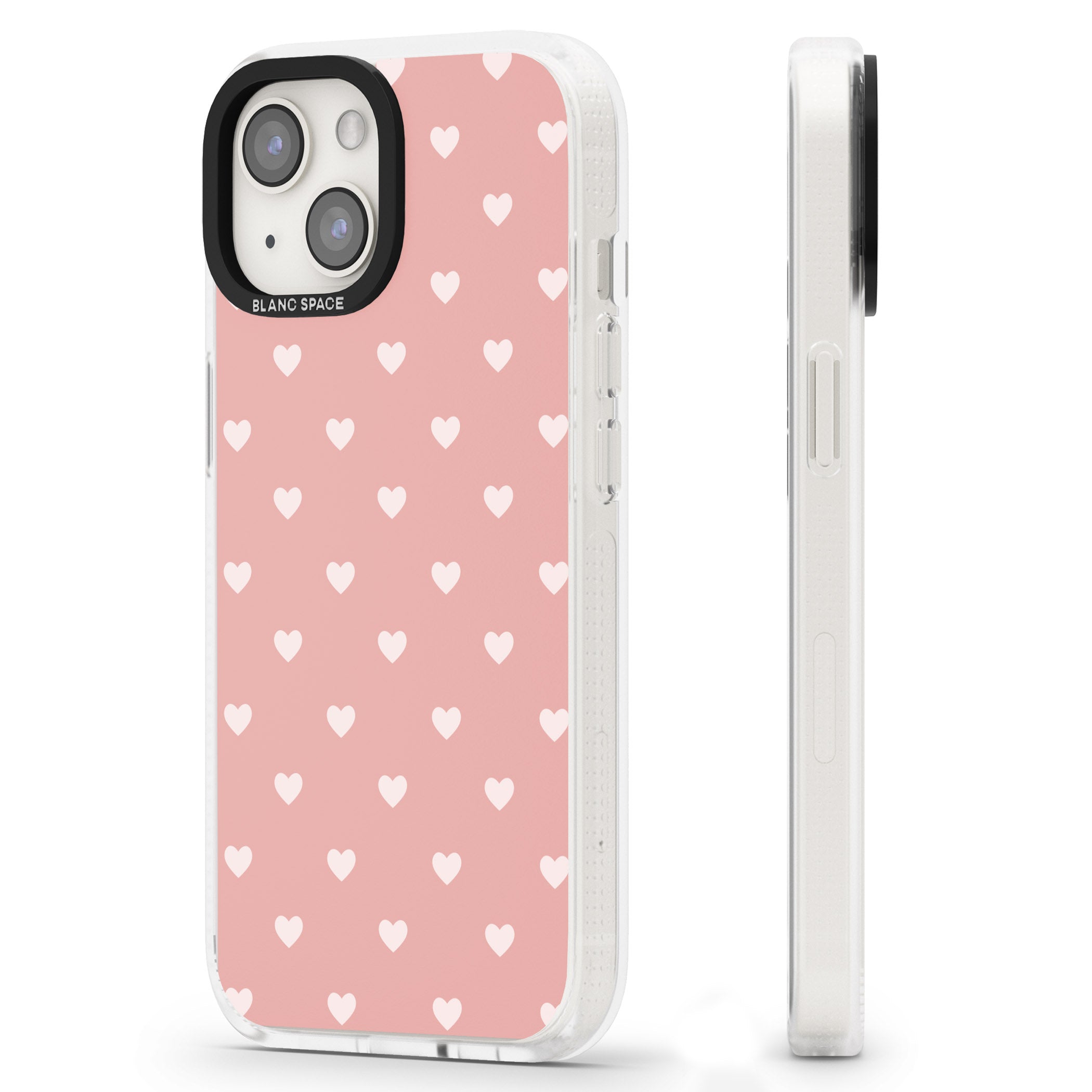 Small Heart Pattern: Pink iPhone 15 / 14 / 13 Clear Case Impact Air - Blanc Space
