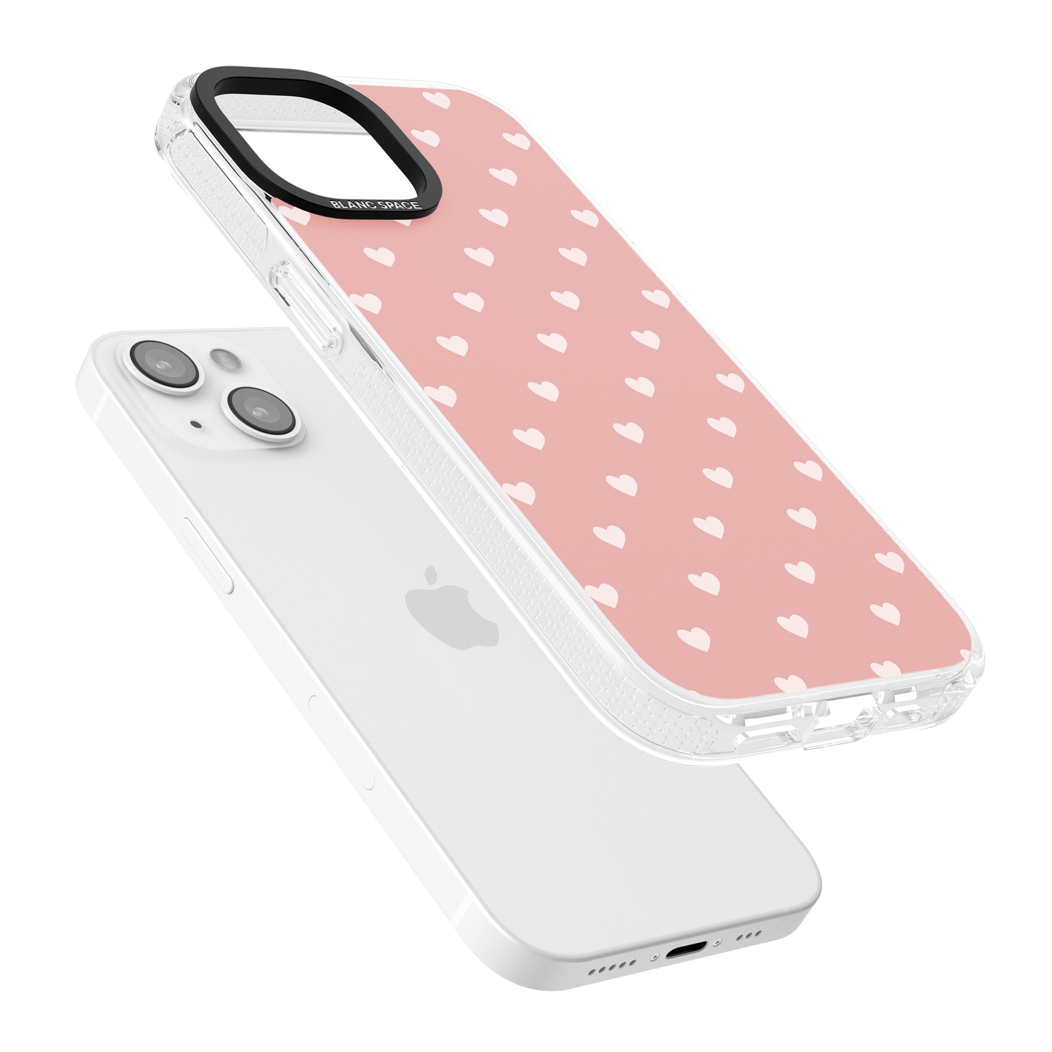 Small Heart Pattern: Pink iPhone 15 / 14 / 13 Clear Case Impact Air - Blanc Space