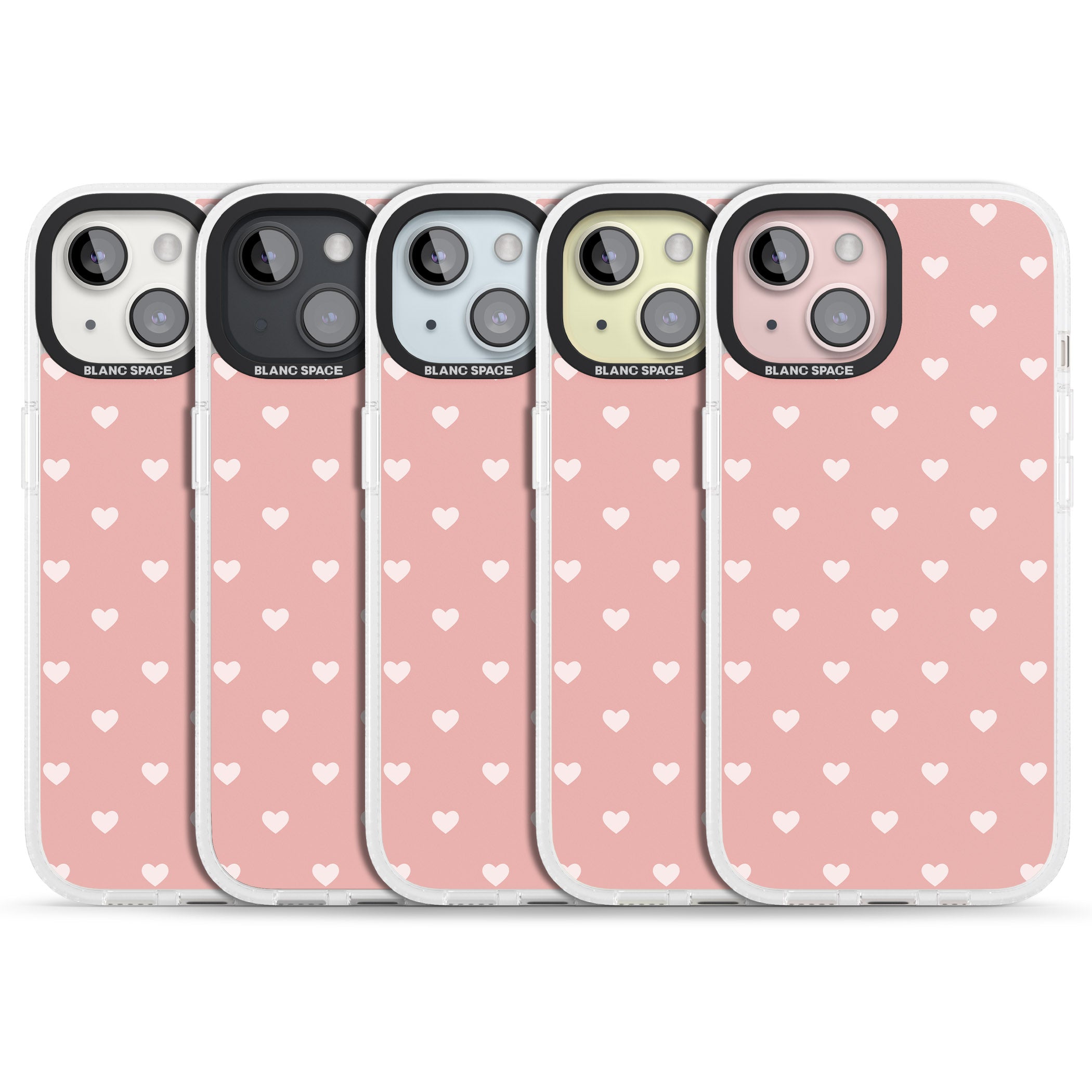 Small Heart Pattern: Pink iPhone 15 / 14 / 13 Clear Case Impact Air - Blanc Space