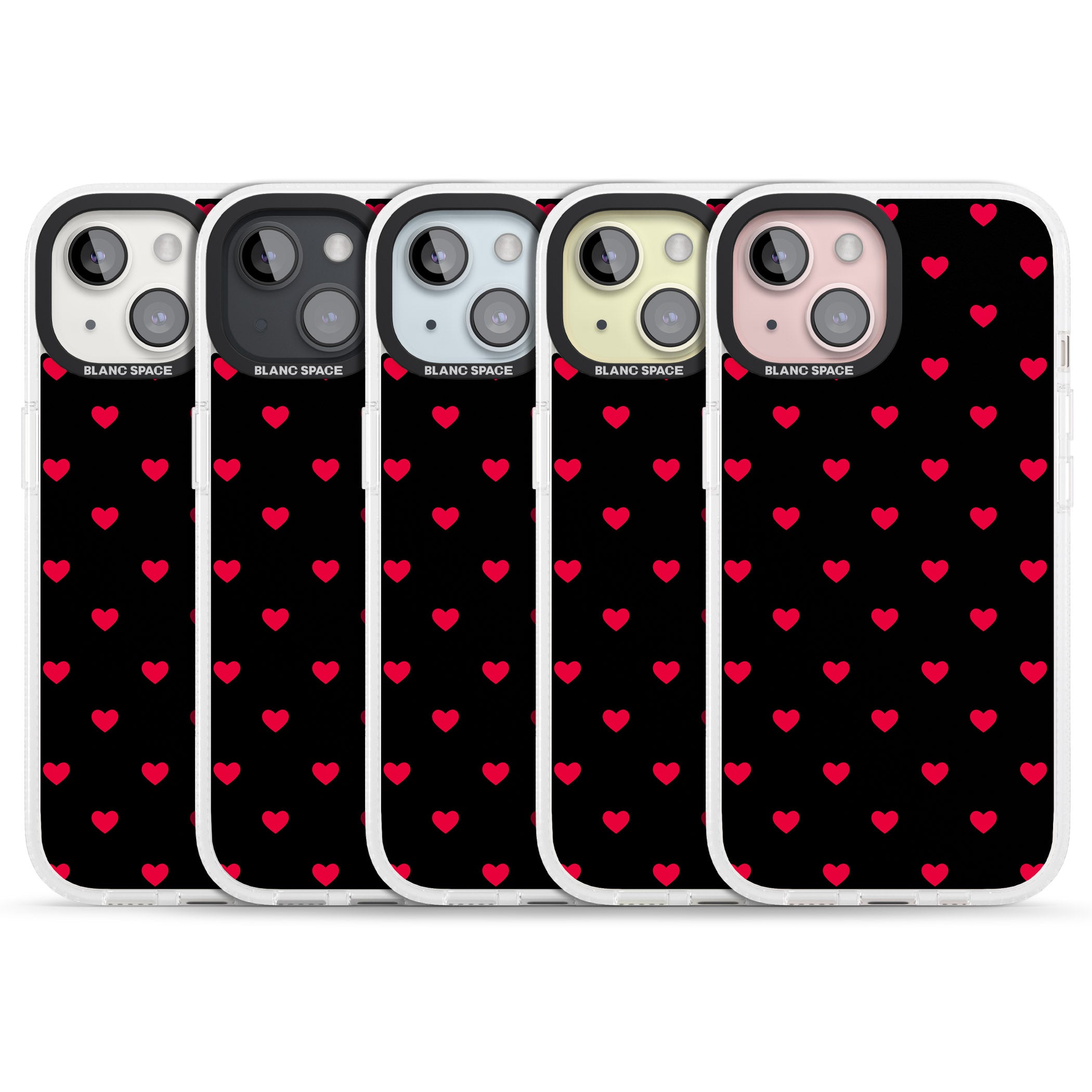 Small Heart Pattern: Red & iPhone 15 / 14 / 13 Clear Case Impact Air - Blanc Space