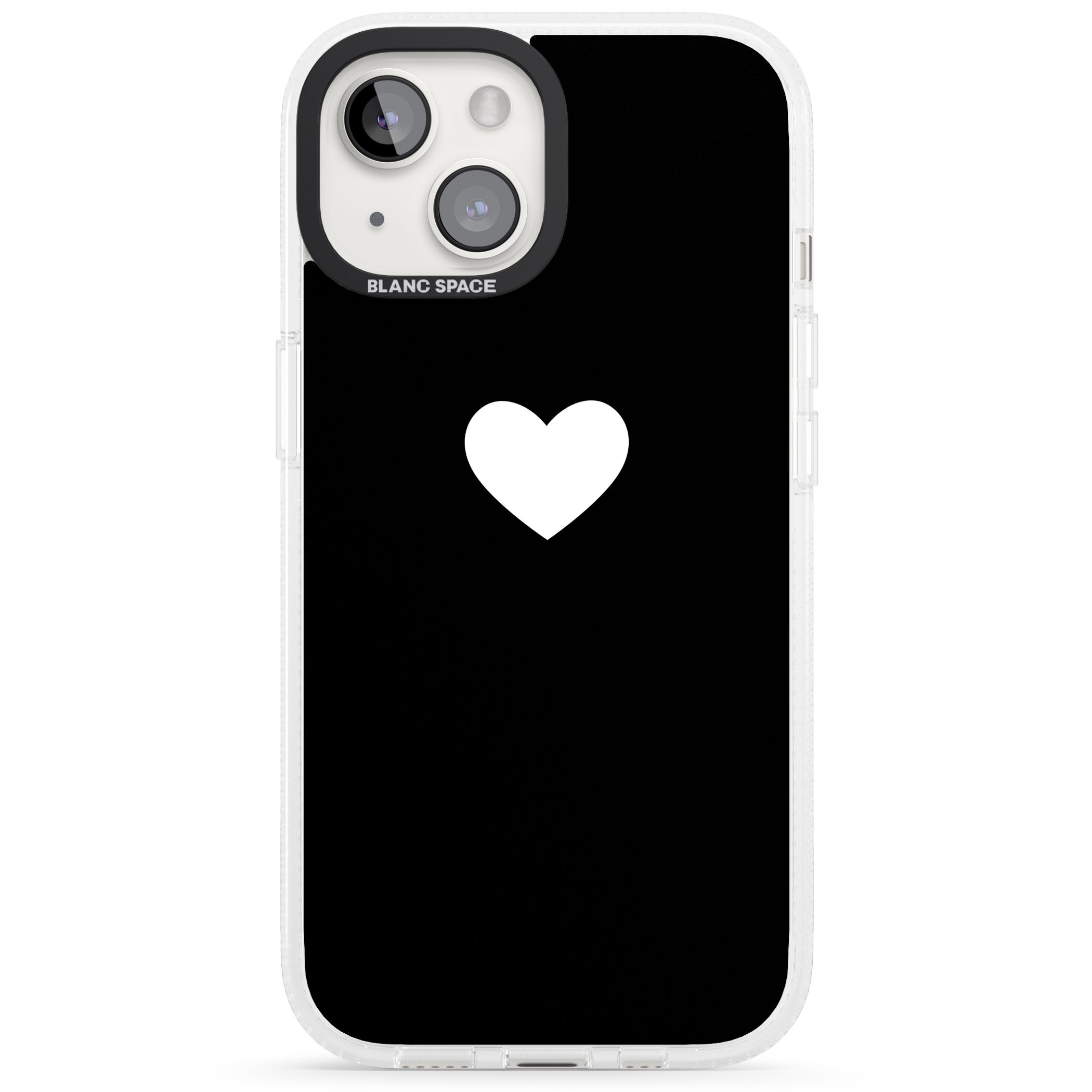 Single Heart Design: White & iPhone 15 / 14 / 13 Clear Case Impact Air - Blanc Space