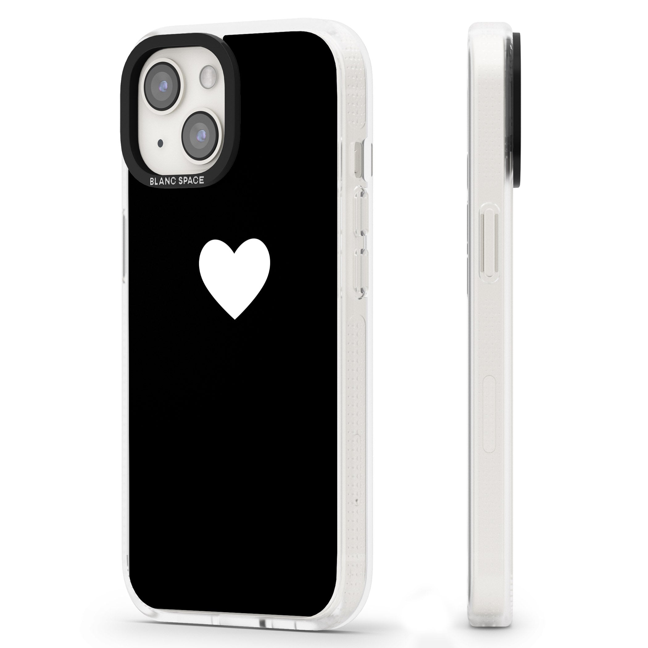 Single Heart Design: White & iPhone 15 / 14 / 13 Clear Case Impact Air - Blanc Space