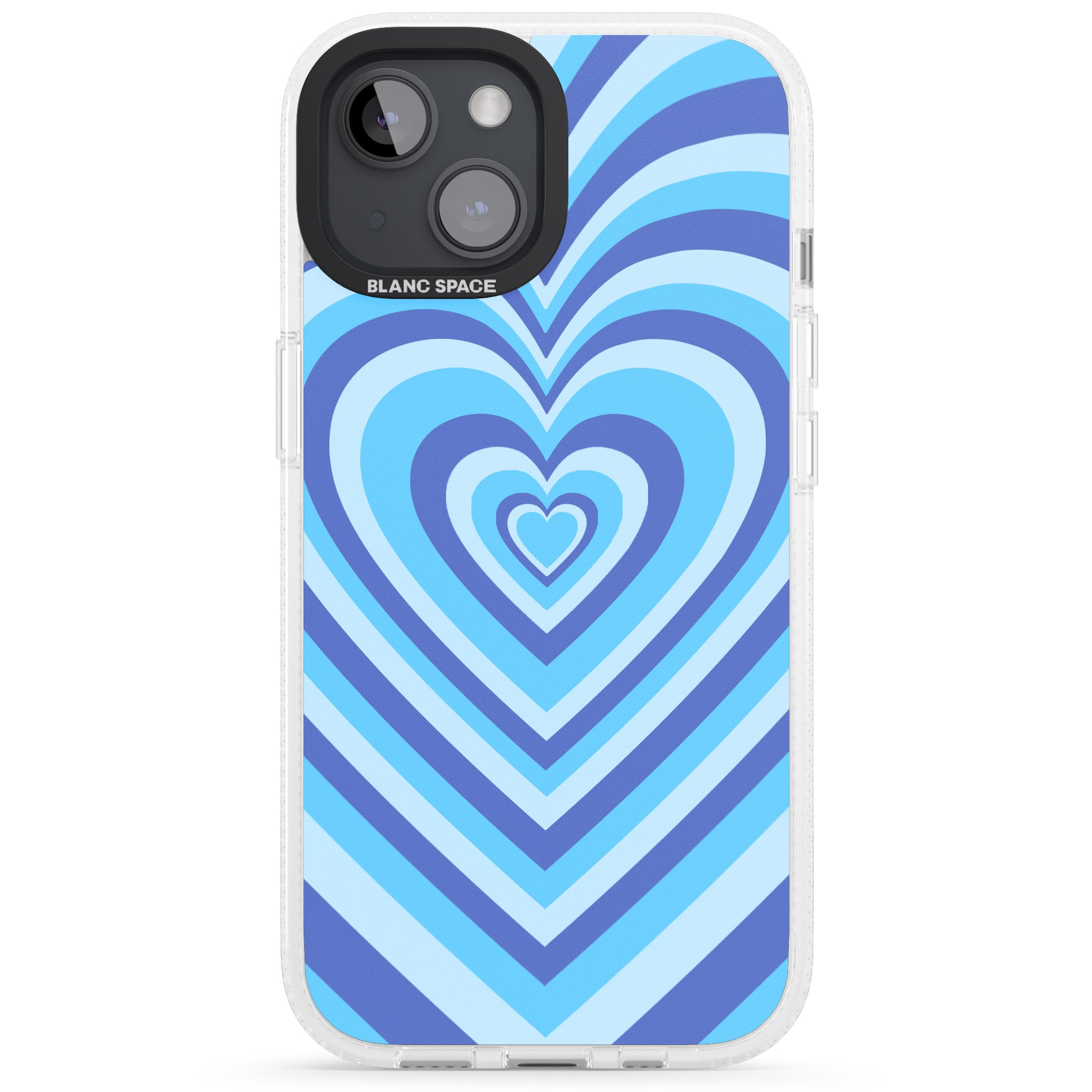 Blue Heart Illusion iPhone 15 / 14 / 13 Clear Case Impact Air - Blanc Space