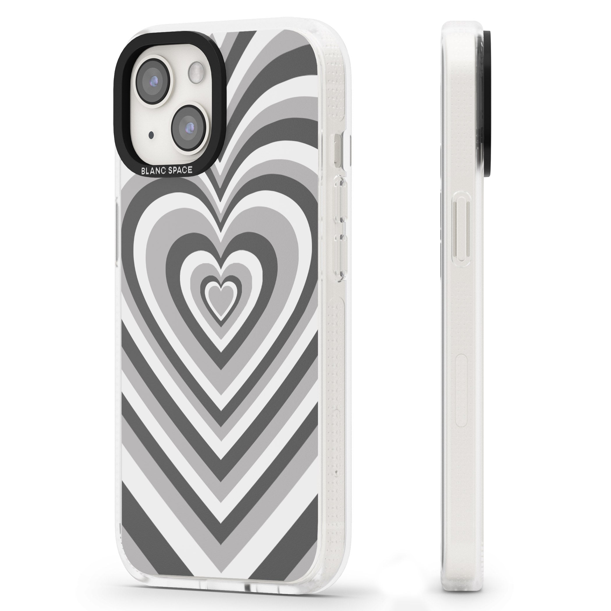 Monochrome Heart Illusion iPhone 15 / 14 / 13 Clear Case Impact Air - Blanc Space