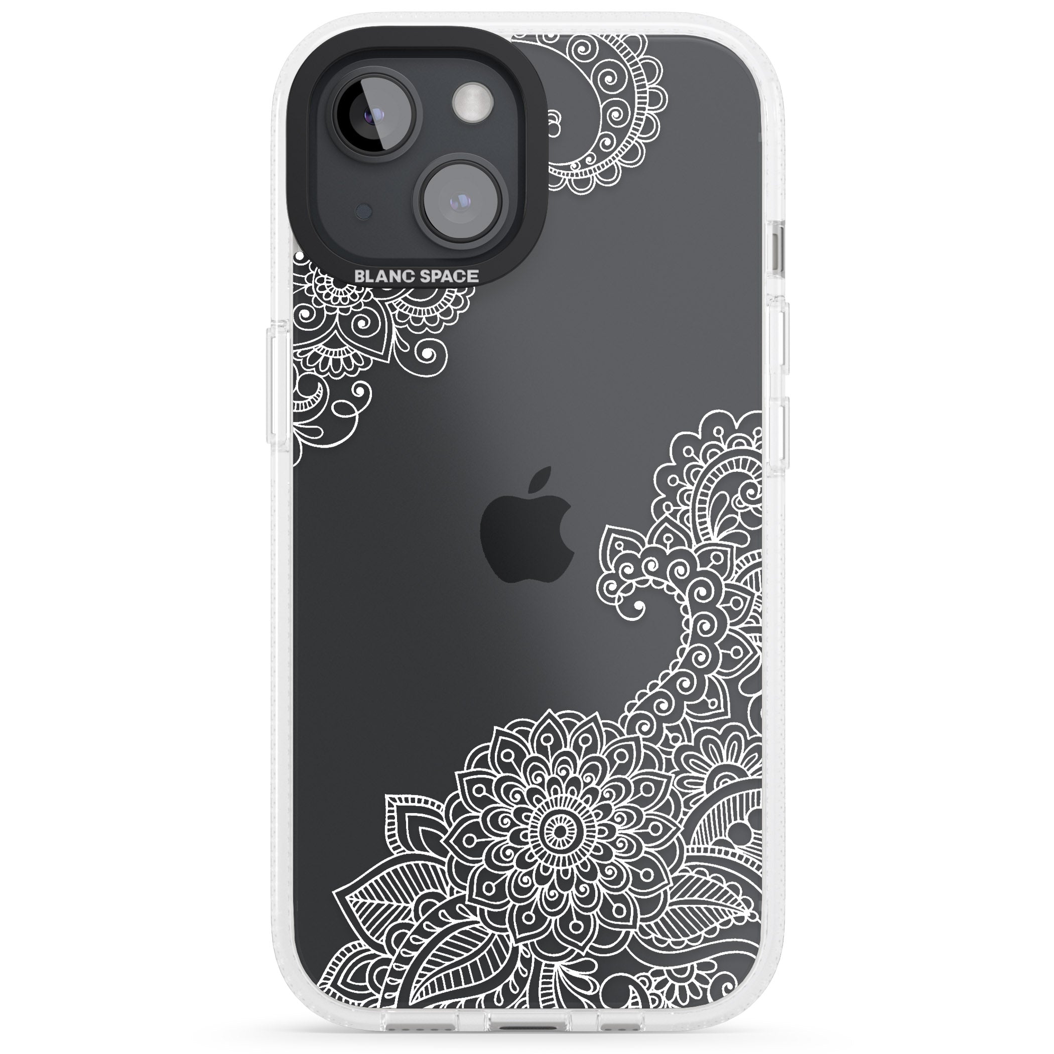 White Henna Botanicals iPhone 15 / 14 / 13 Clear Case Impact Air - Blanc Space