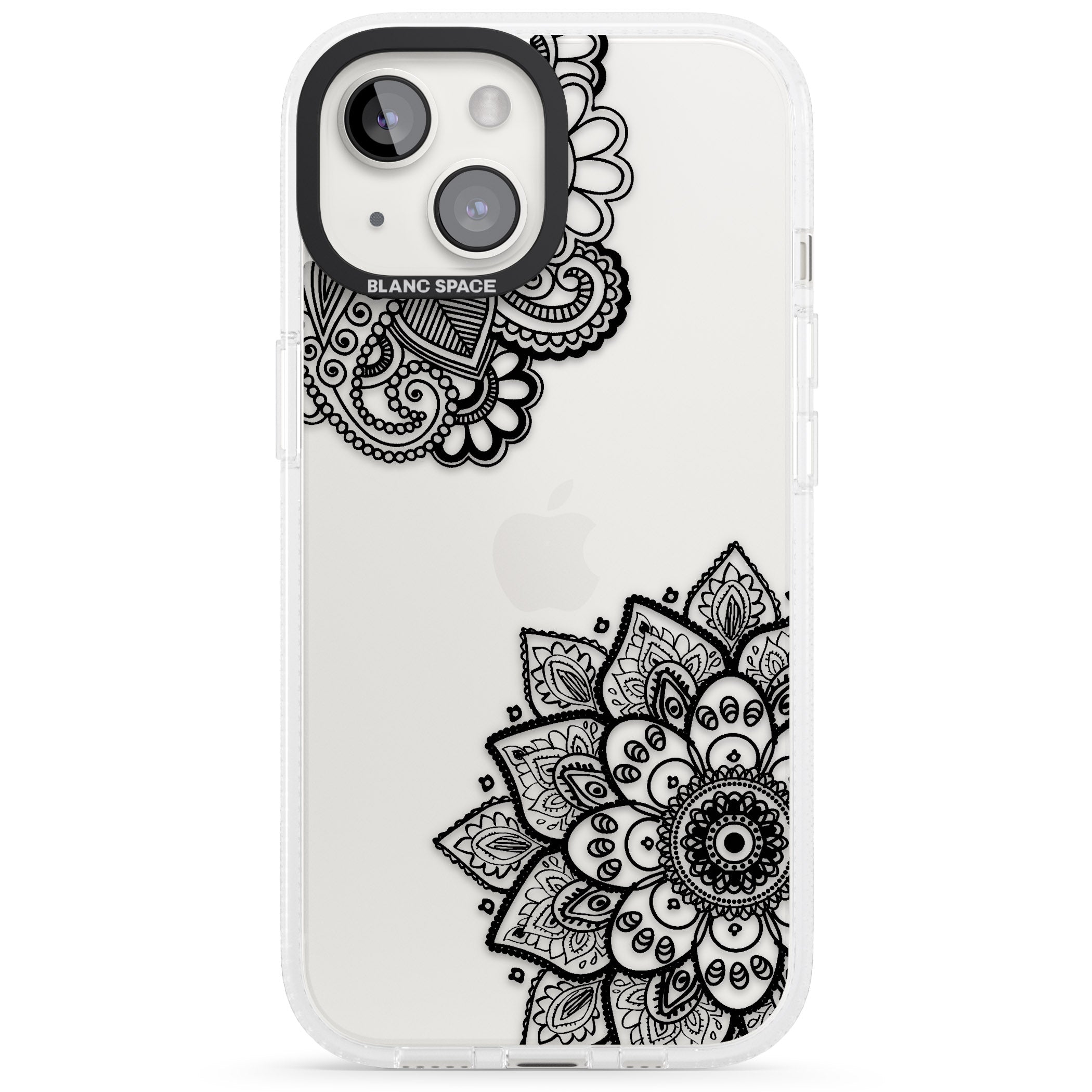 Black Henna Florals iPhone 15 / 14 / 13 Clear Case Impact Air - Blanc Space
