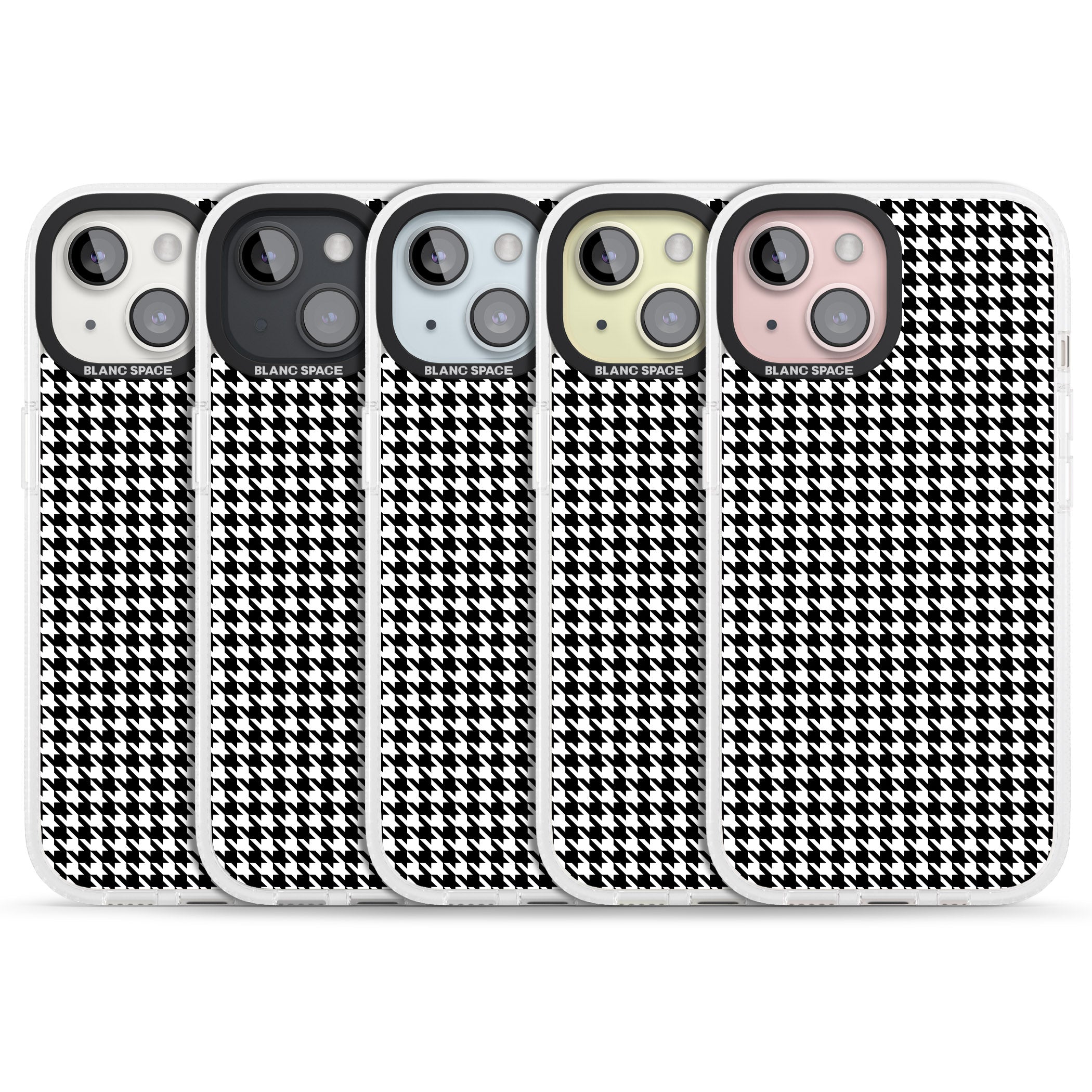 Black Houndstooth Pattern iPhone 15 / 14 / 13 Clear Case Impact Air - Blanc Space