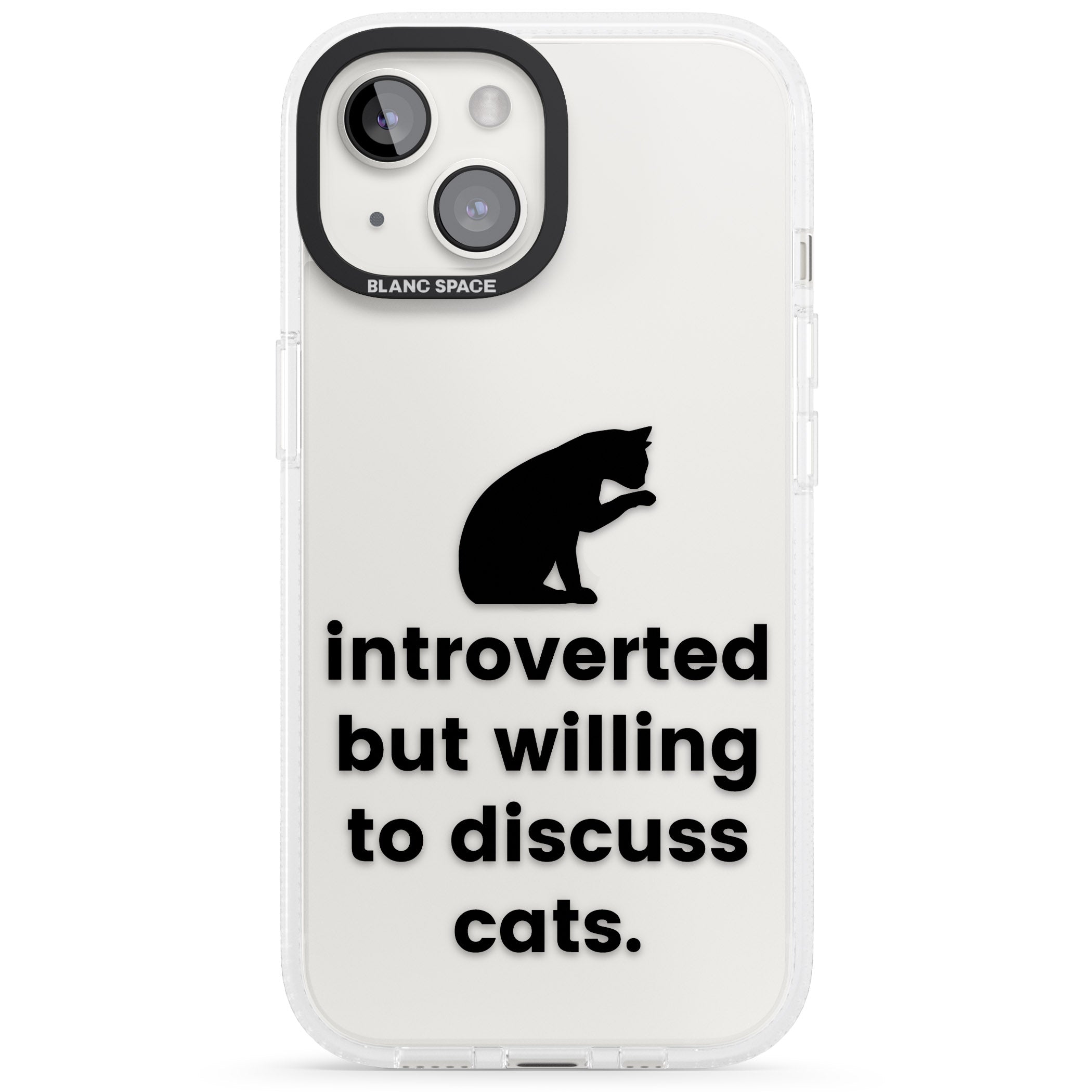 Introverted But Willing To Discuss Cats iPhone 15 / 14 / 13 Clear Case Impact Air - Blanc Space