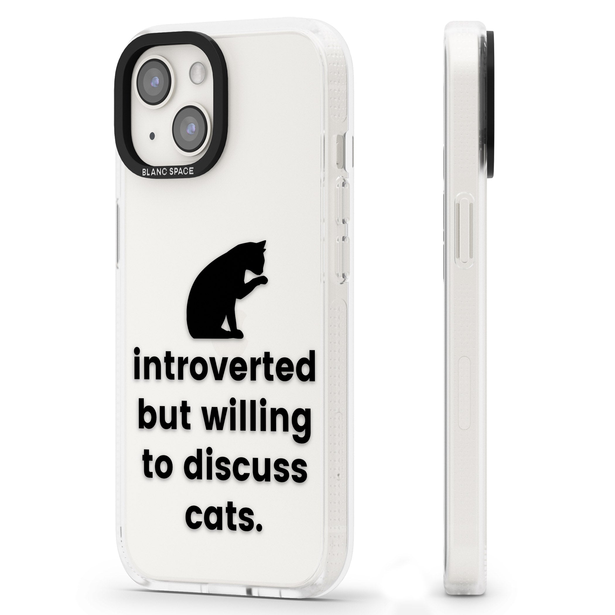 Introverted But Willing To Discuss Cats iPhone 15 / 14 / 13 Clear Case Impact Air - Blanc Space
