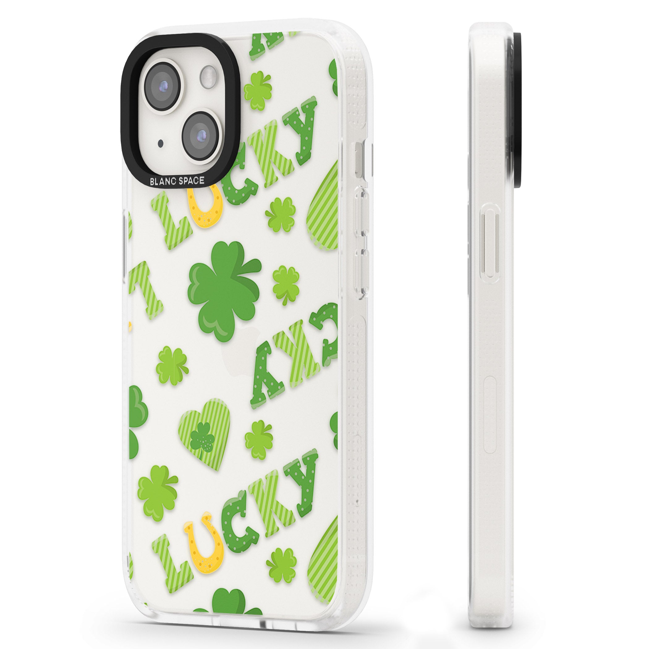 Lucky Irish Clover iPhone 15 / 14 / 13 Clear Case Impact Air - Blanc Space