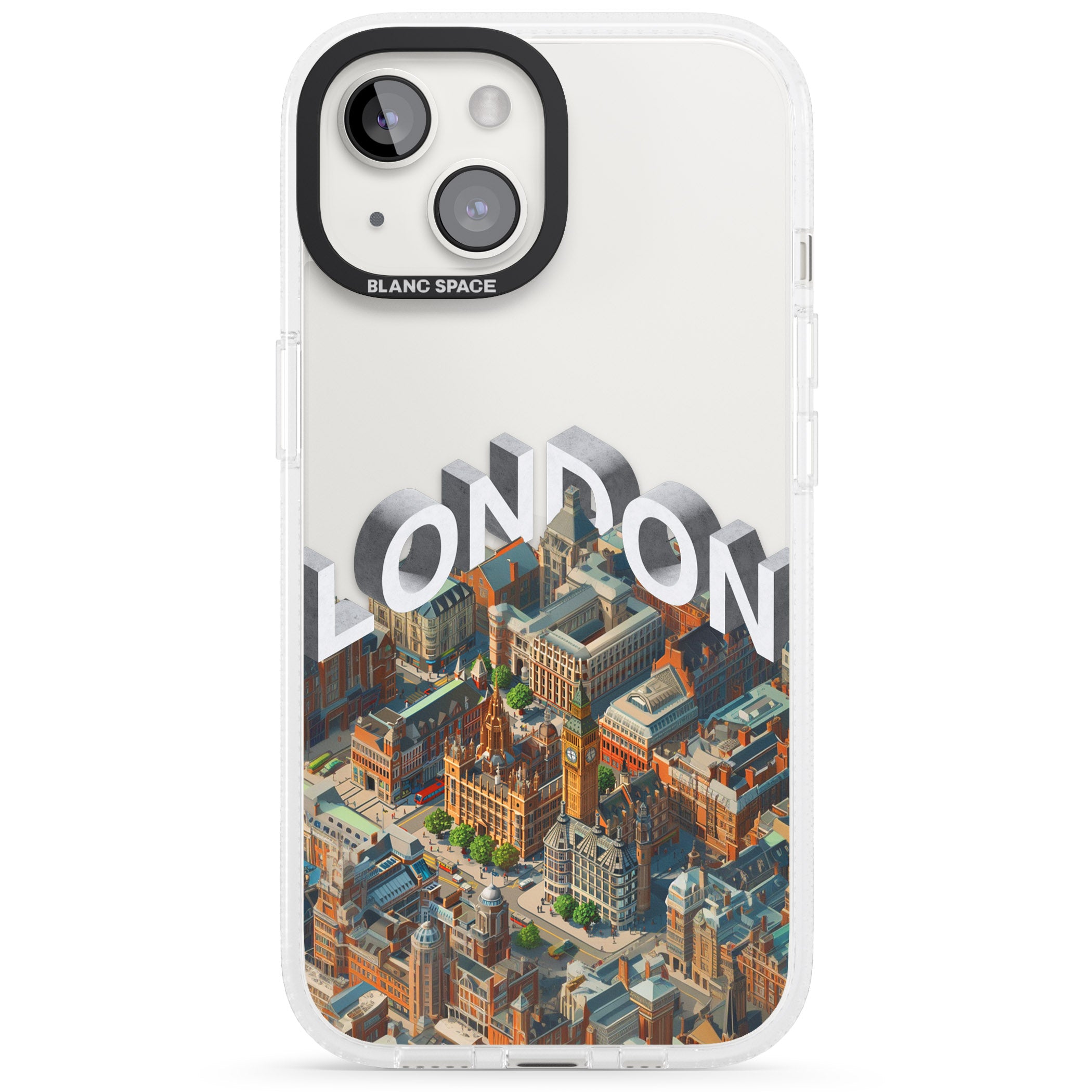 London iPhone 15 / 14 / 13 Clear Case Impact Air - Blanc Space