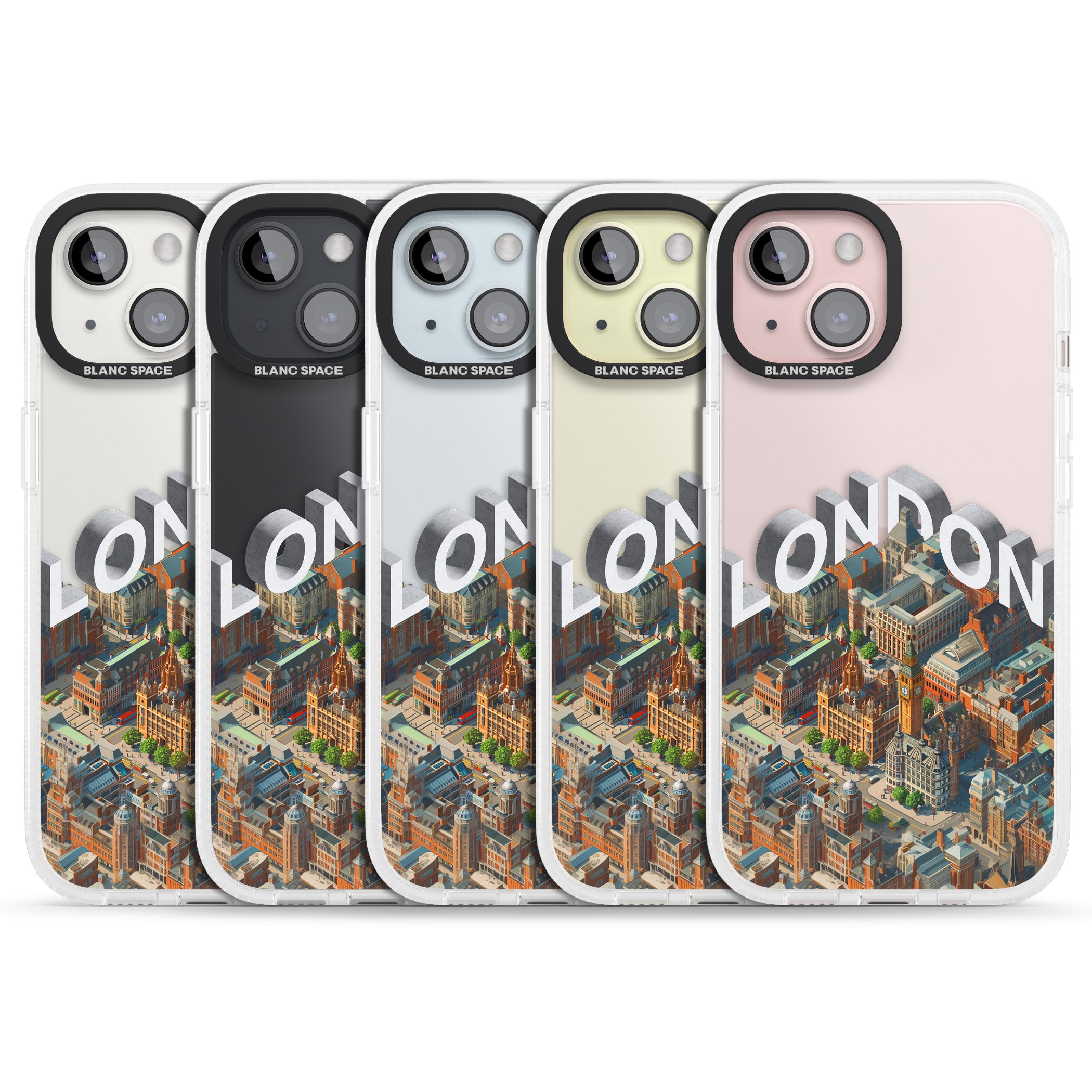 London iPhone 15 / 14 / 13 Clear Case Impact Air - Blanc Space