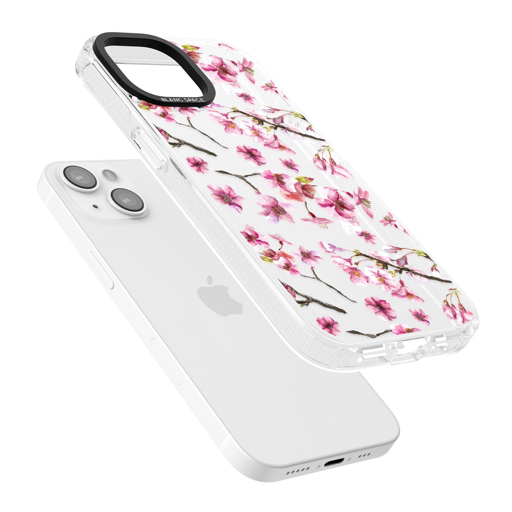 Sakura Watercolour iPhone 15 / 14 / 13 Clear Case Impact Air - Blanc Space