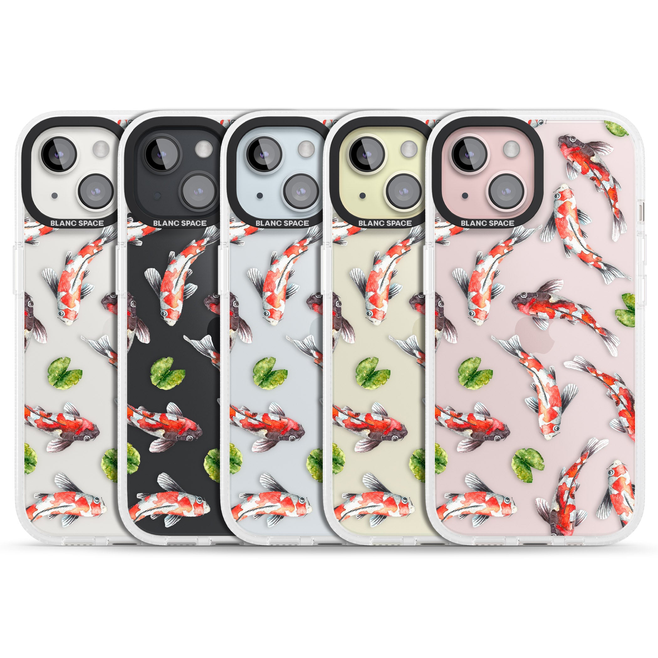 Koi Fish Japanese Watercolour iPhone 15 / 14 / 13 Clear Case Impact Air - Blanc Space