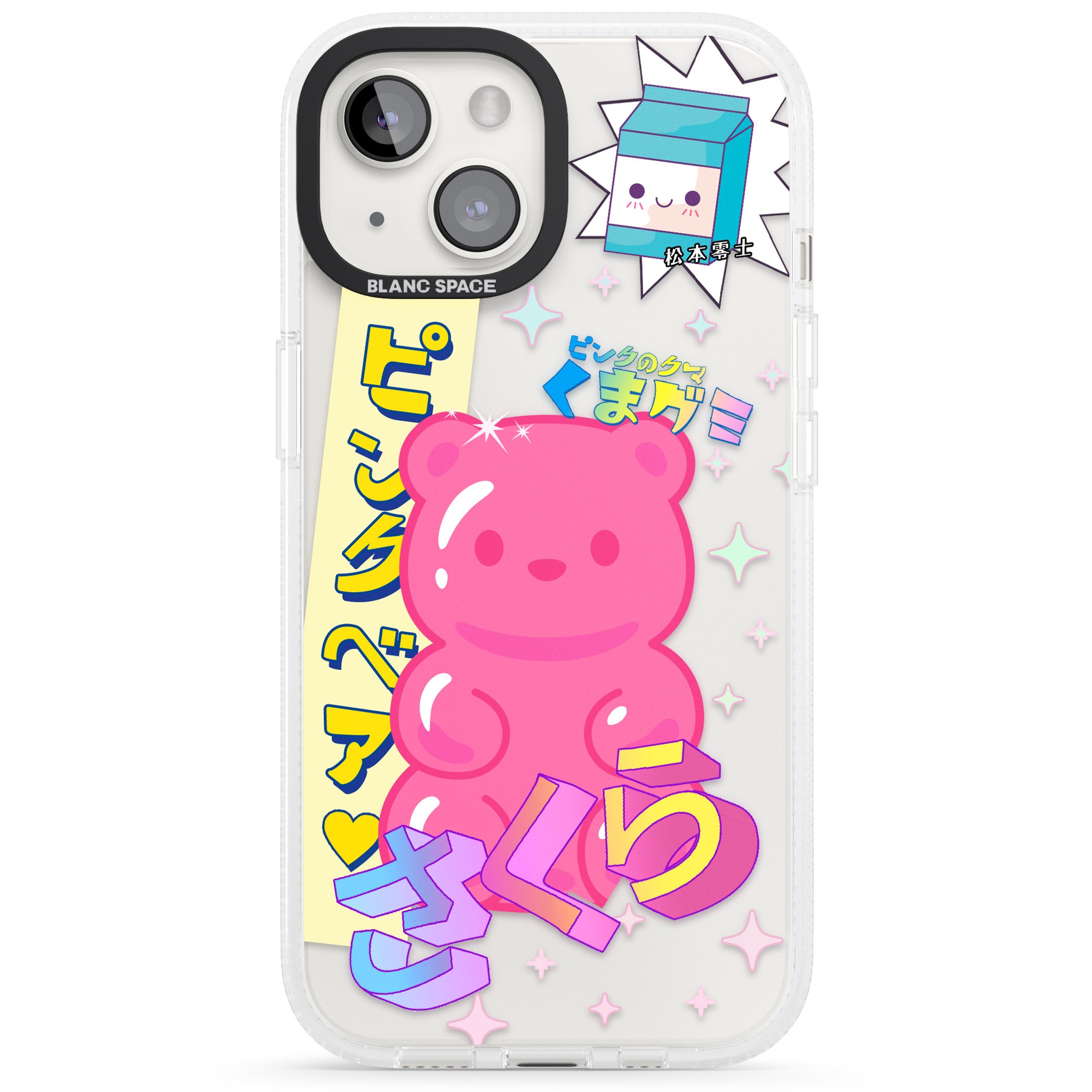 Kawaii Pink Bear Collage iPhone 15 / 14 / 13 Clear Case Impact Air - Blanc Space