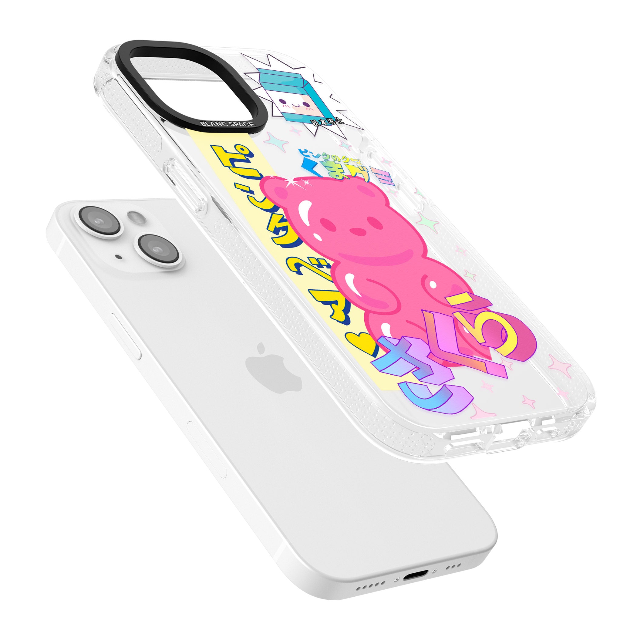 Kawaii Pink Bear Collage iPhone 15 / 14 / 13 Clear Case Impact Air - Blanc Space