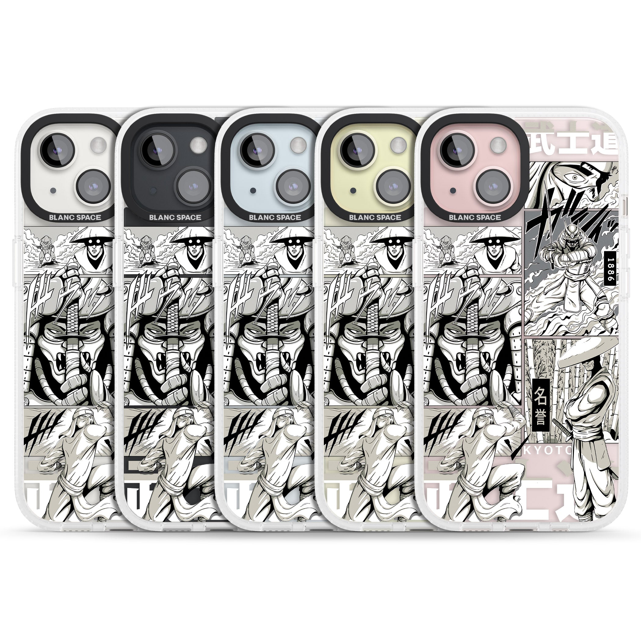 Greyscale Anime Comic iPhone 15 / 14 / 13 Clear Case Impact Air - Blanc Space
