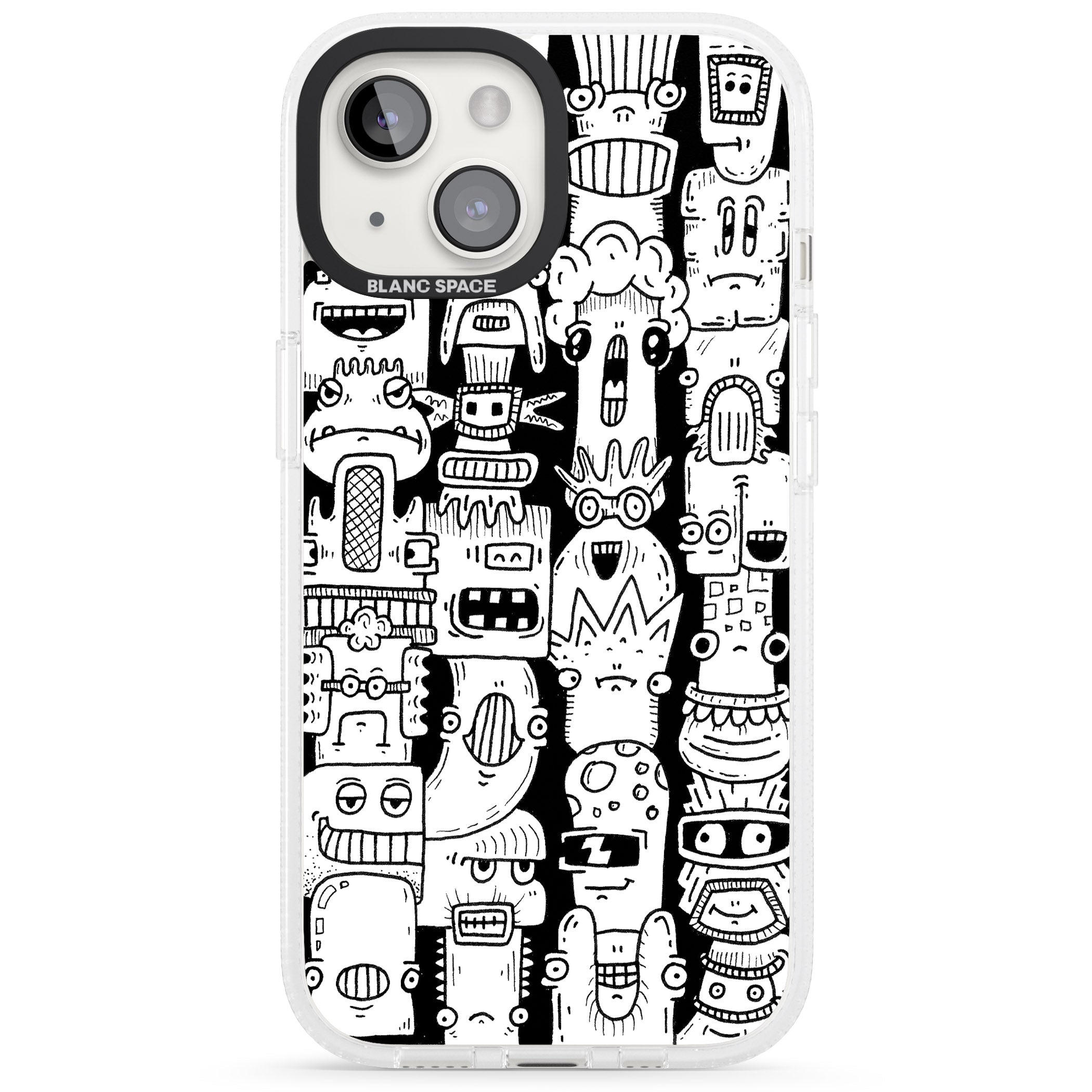 Monochrome Heads iPhone 15 / 14 / 13 Clear Case Impact Air - Blanc Space