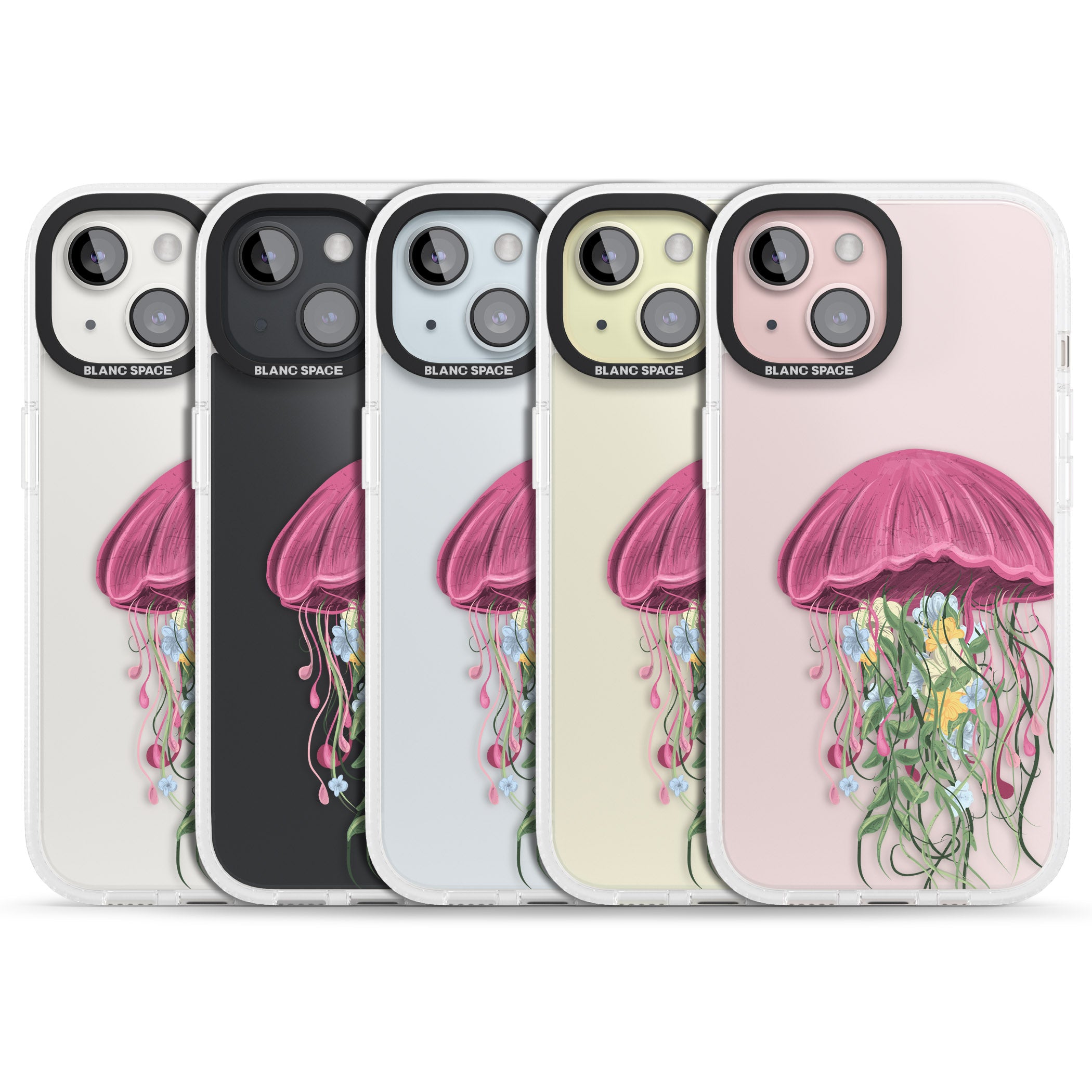 Botanical Jellyfish iPhone 15 / 14 / 13 Clear Case Impact Air - Blanc Space