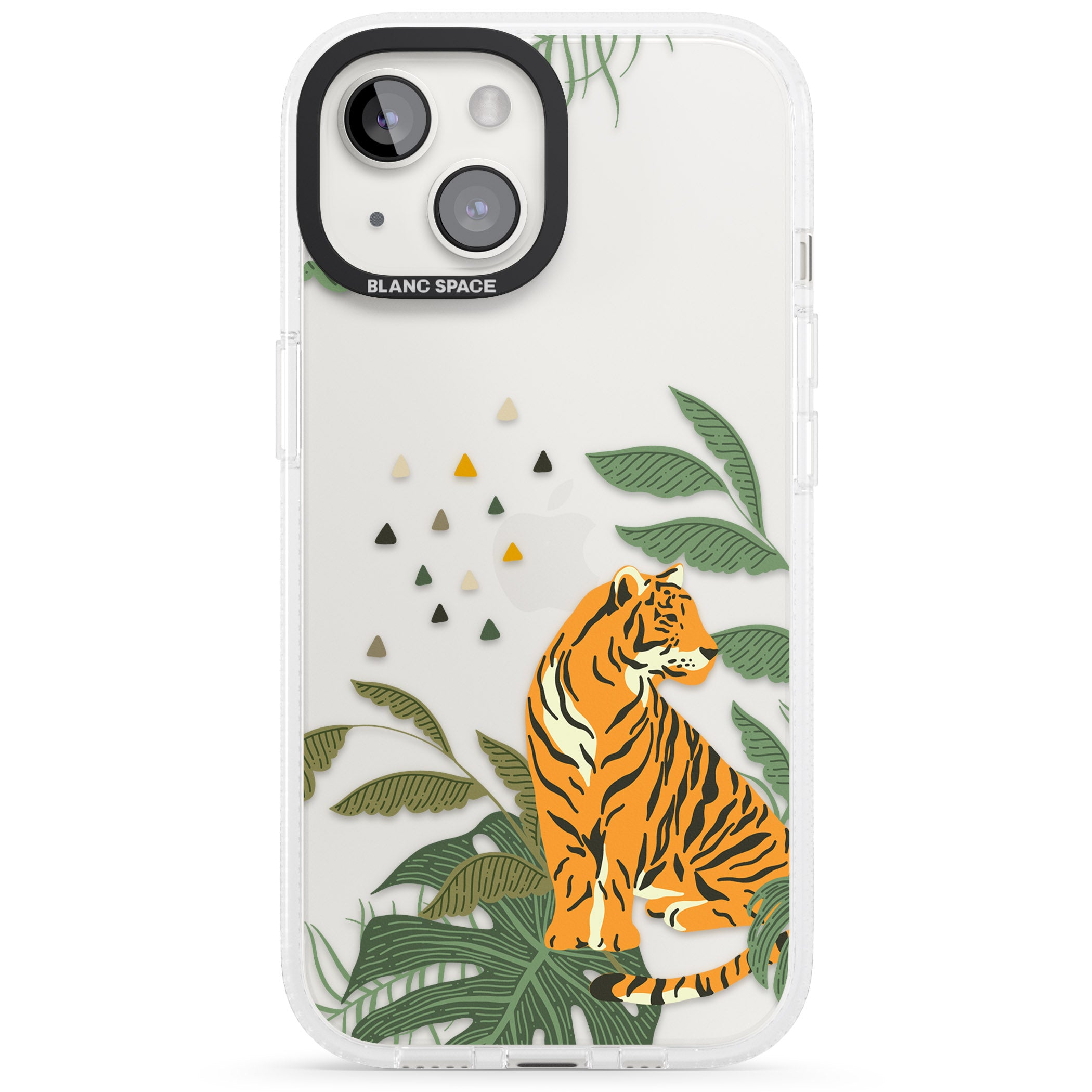 Large Tiger Clear Jungle Cat Pattern iPhone 15 / 14 / 13 Clear Case Impact Air - Blanc Space