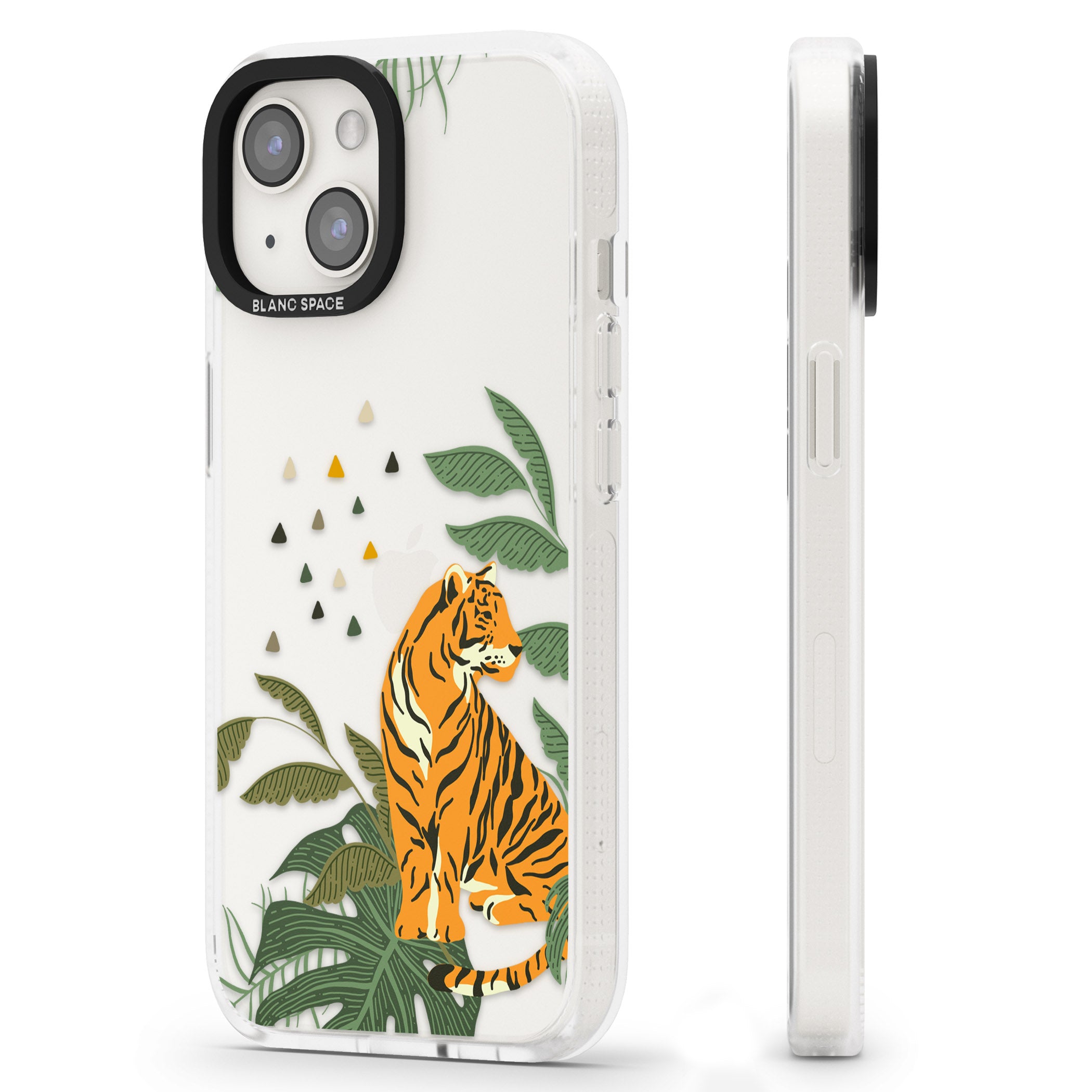 Large Tiger Clear Jungle Cat Pattern iPhone 15 / 14 / 13 Clear Case Impact Air - Blanc Space