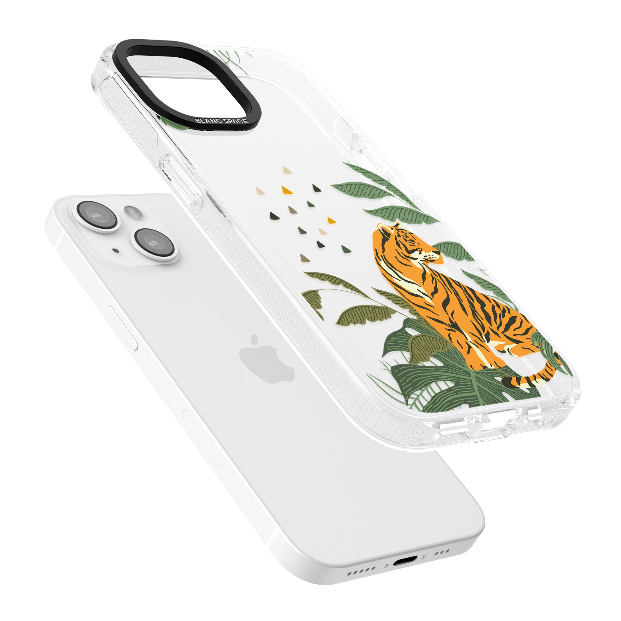 Large Tiger Clear Jungle Cat Pattern iPhone 15 / 14 / 13 Clear Case Impact Air - Blanc Space