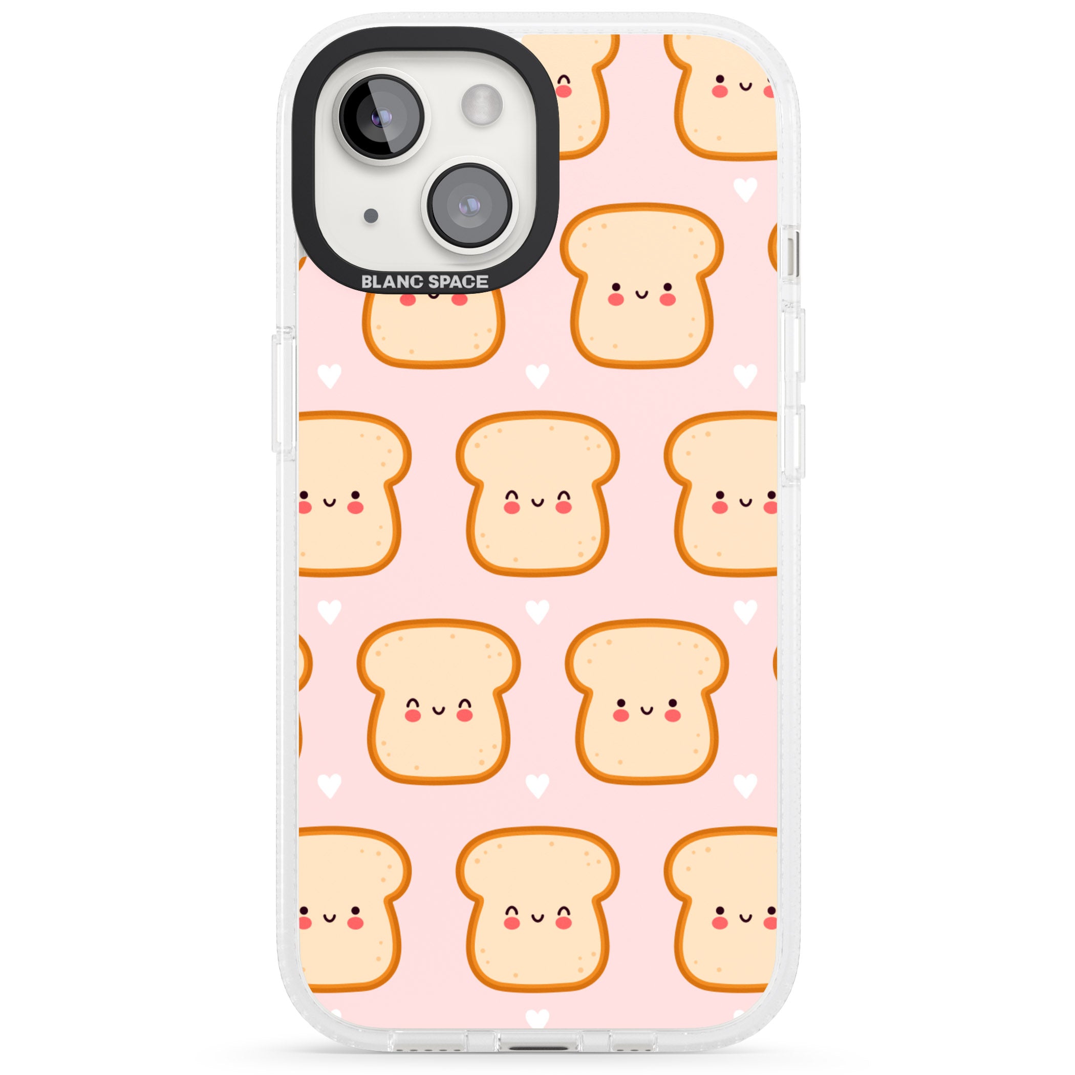Bread Faces Kawaii Pattern iPhone 15 / 14 / 13 Clear Case Impact Air - Blanc Space