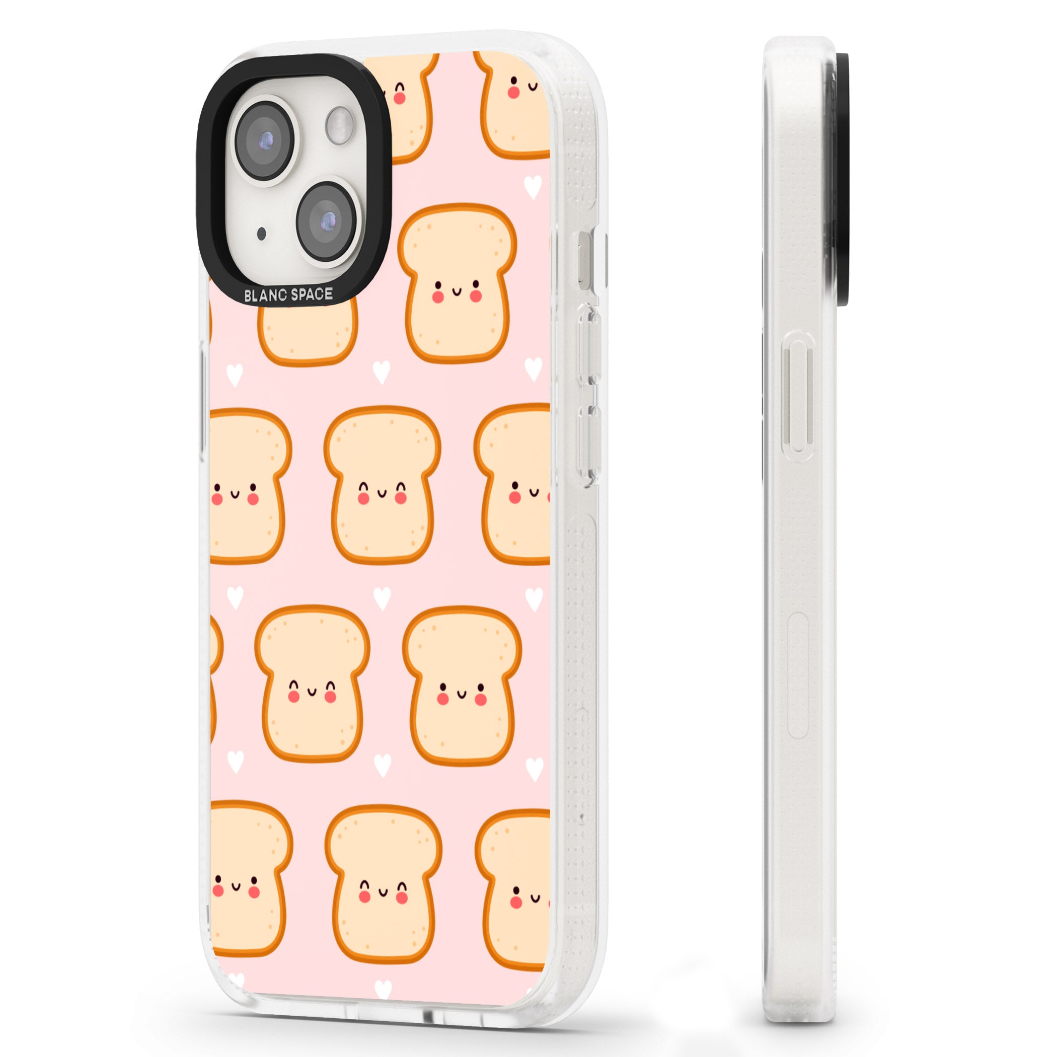 Bread Faces Kawaii Pattern iPhone 15 / 14 / 13 Clear Case Impact Air - Blanc Space