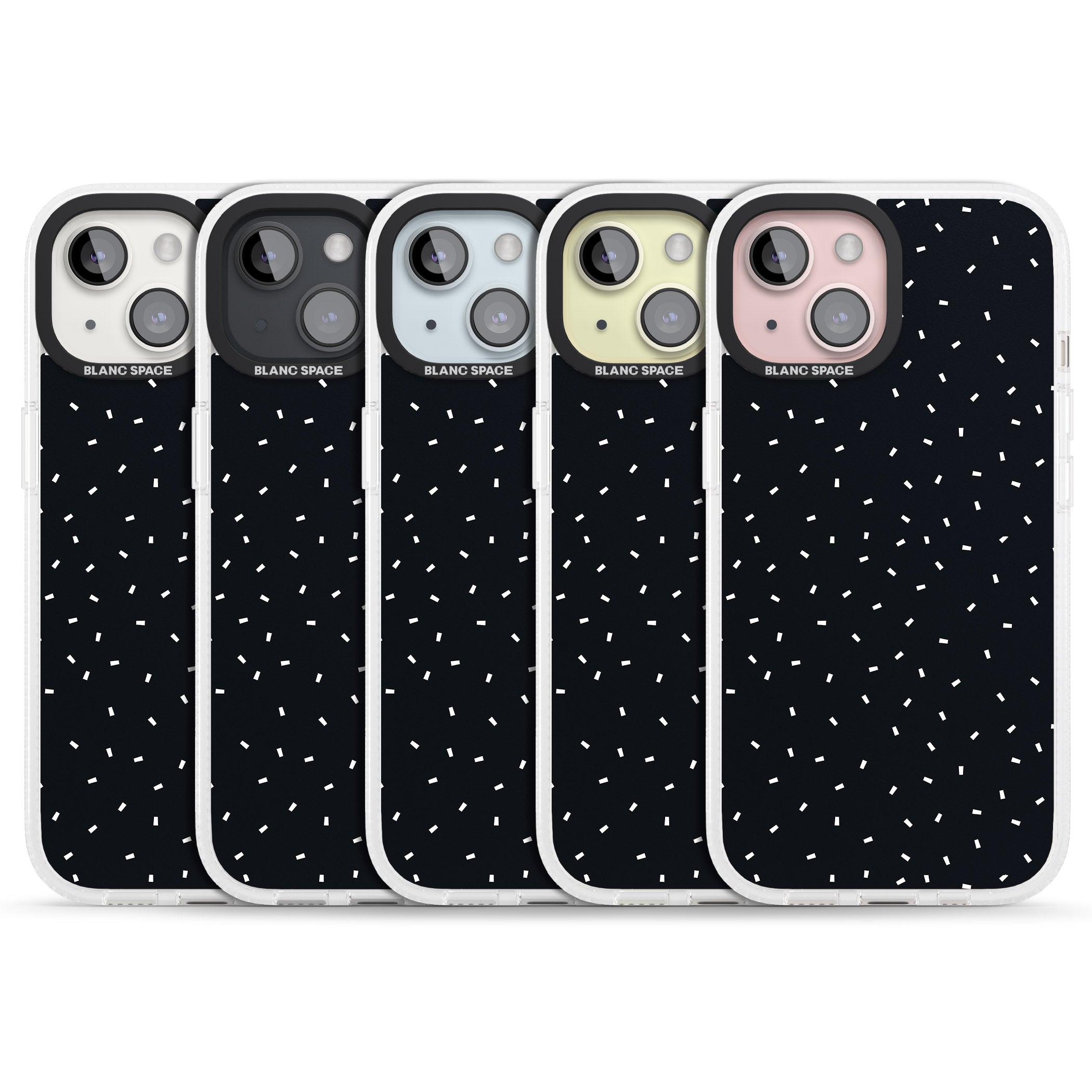 Confetti (Black) iPhone 15 / 14 / 13 Clear Case Impact Air - Blanc Space