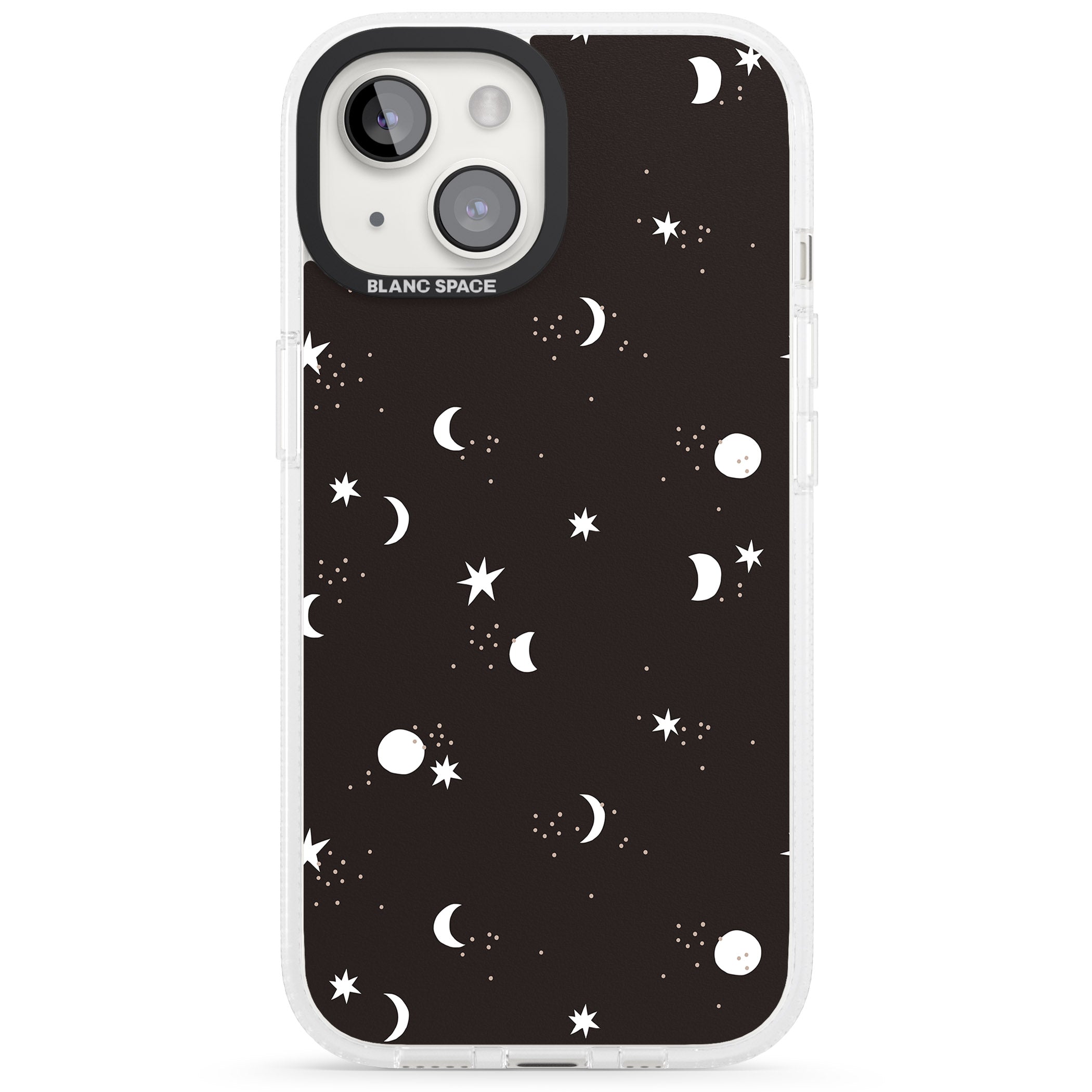 Funky Moons & Stars iPhone 15 / 14 / 13 Clear Case Impact Air - Blanc Space
