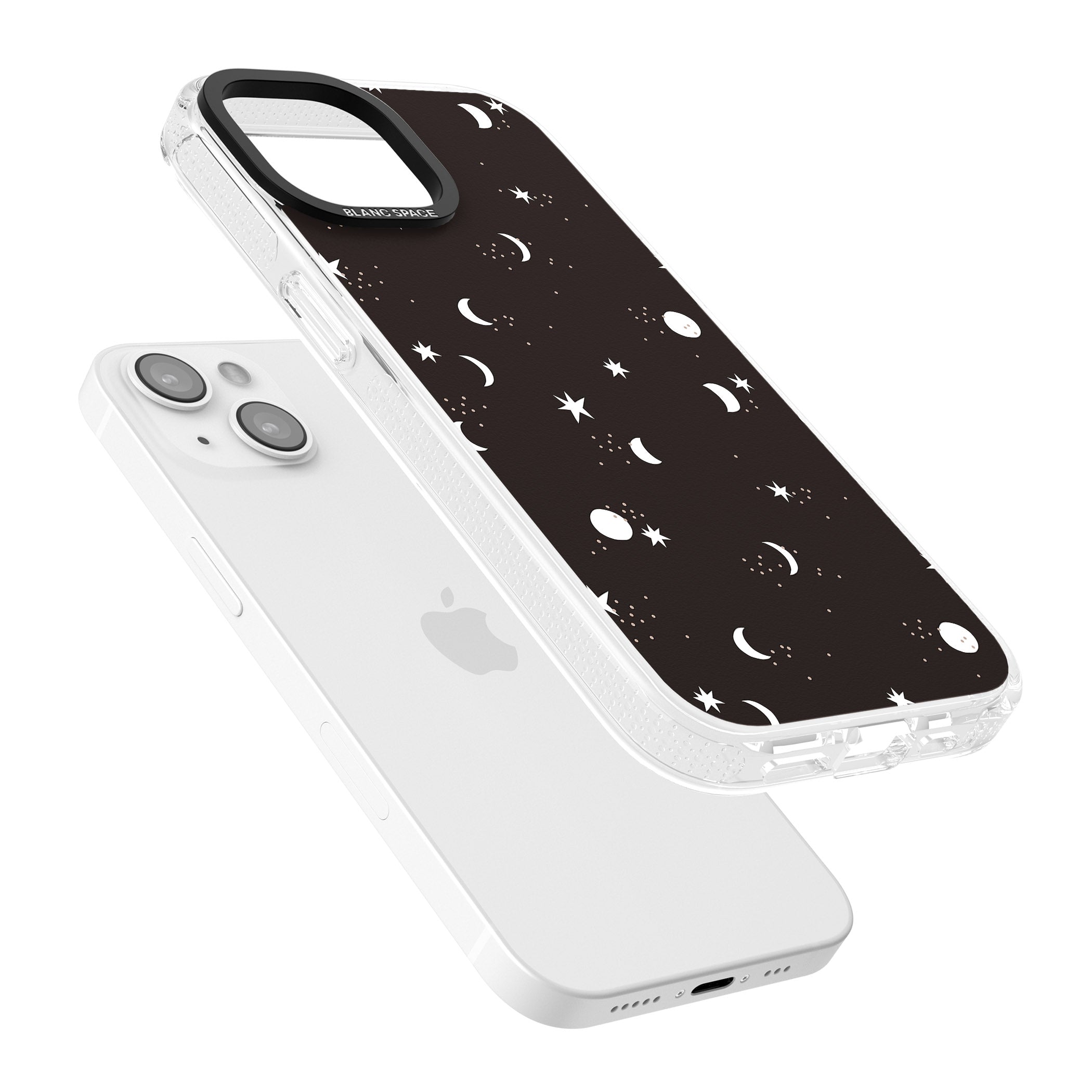 Funky Moons & Stars iPhone 15 / 14 / 13 Clear Case Impact Air - Blanc Space