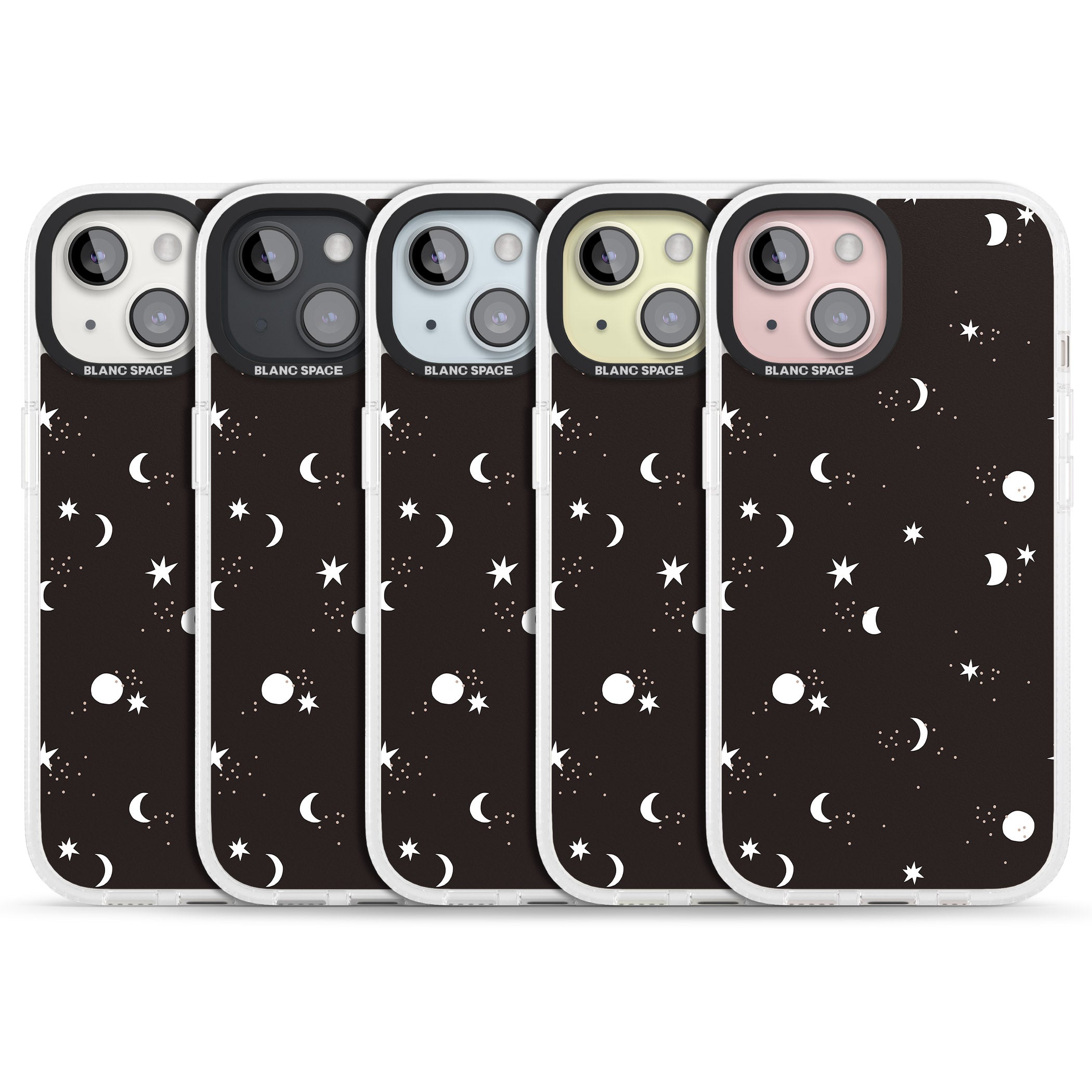 Funky Moons & Stars iPhone 15 / 14 / 13 Clear Case Impact Air - Blanc Space