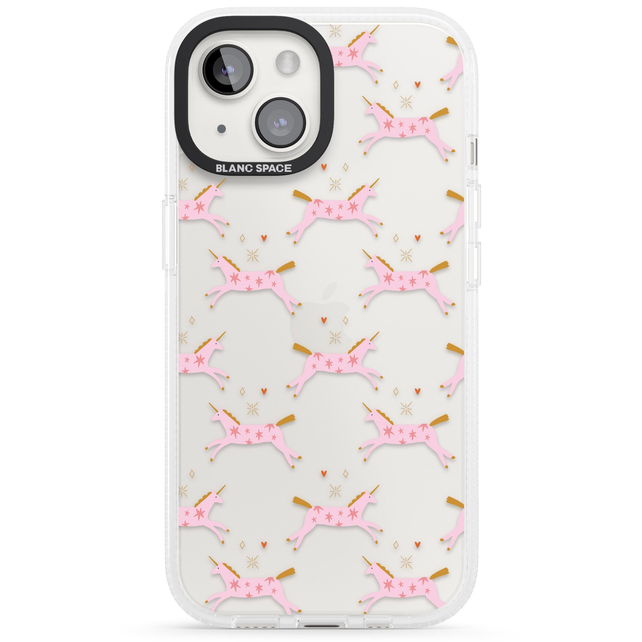 Pink Unicorns iPhone 15 / 14 / 13 Clear Case Impact Air - Blanc Space