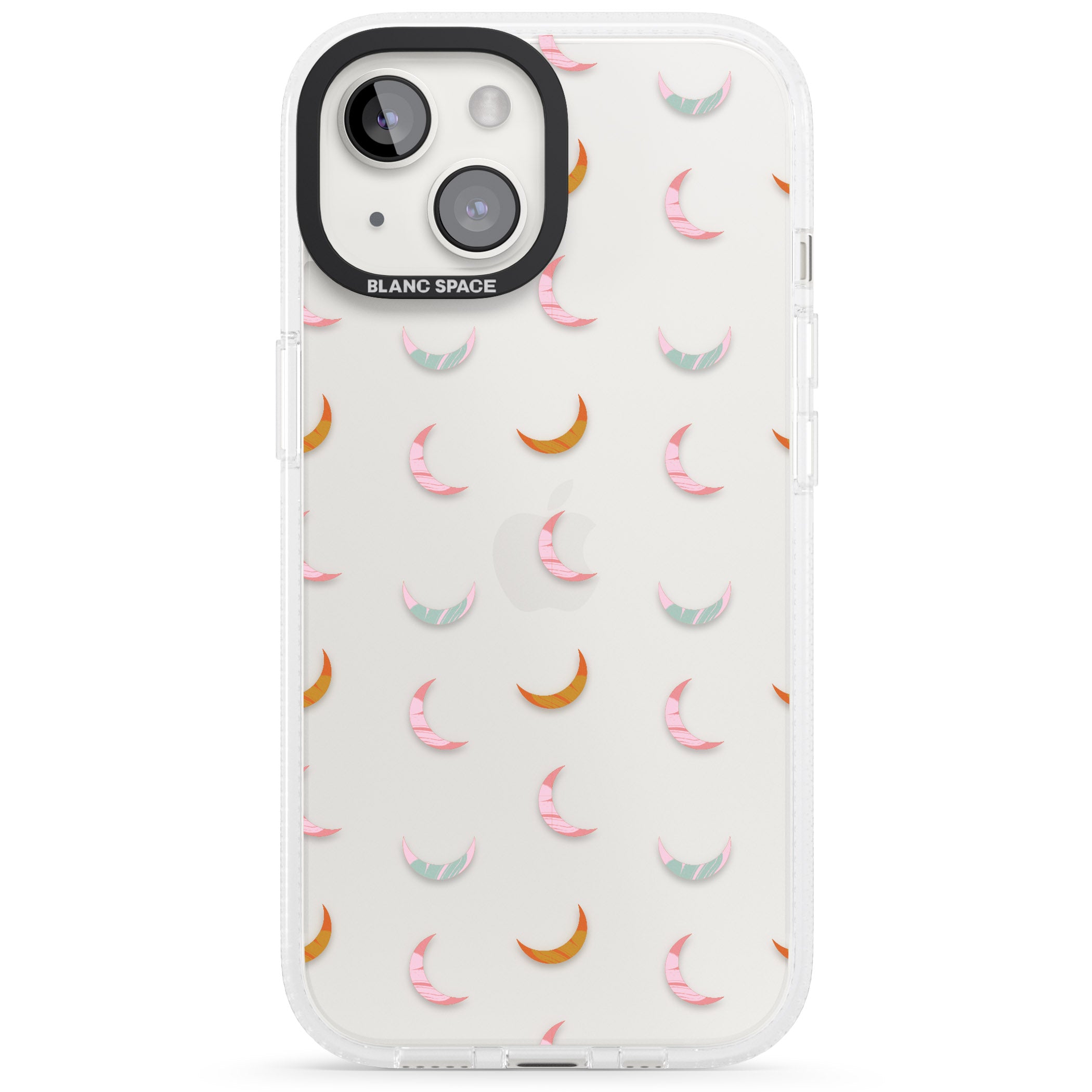 Colourful Crescent Moons iPhone 15 / 14 / 13 Clear Case Impact Air - Blanc Space