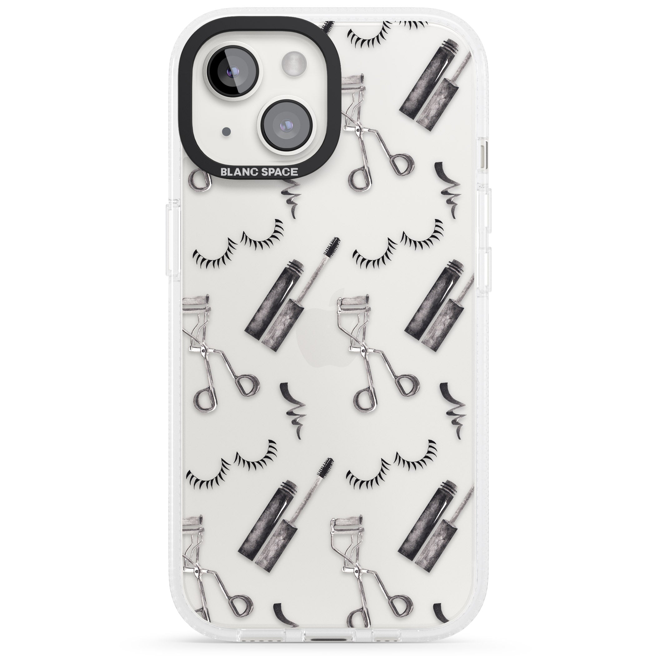 Eyelash Makeup Pattern iPhone 15 / 14 / 13 Clear Case Impact Air - Blanc Space