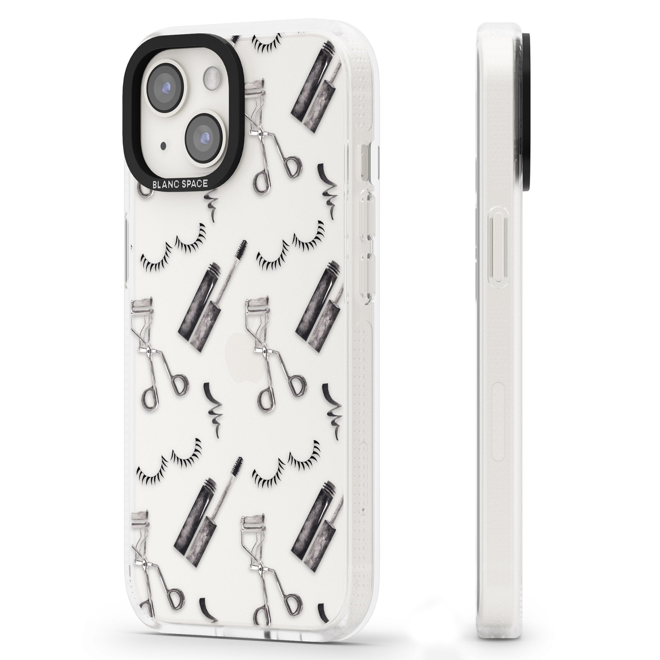 Eyelash Makeup Pattern iPhone 15 / 14 / 13 Clear Case Impact Air - Blanc Space