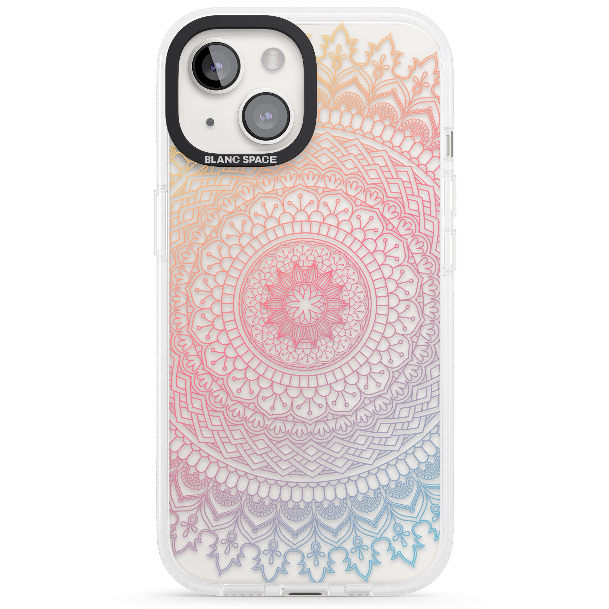 Large Rainbow Mandala iPhone 15 / 14 / 13 Clear Case Impact Air - Blanc Space