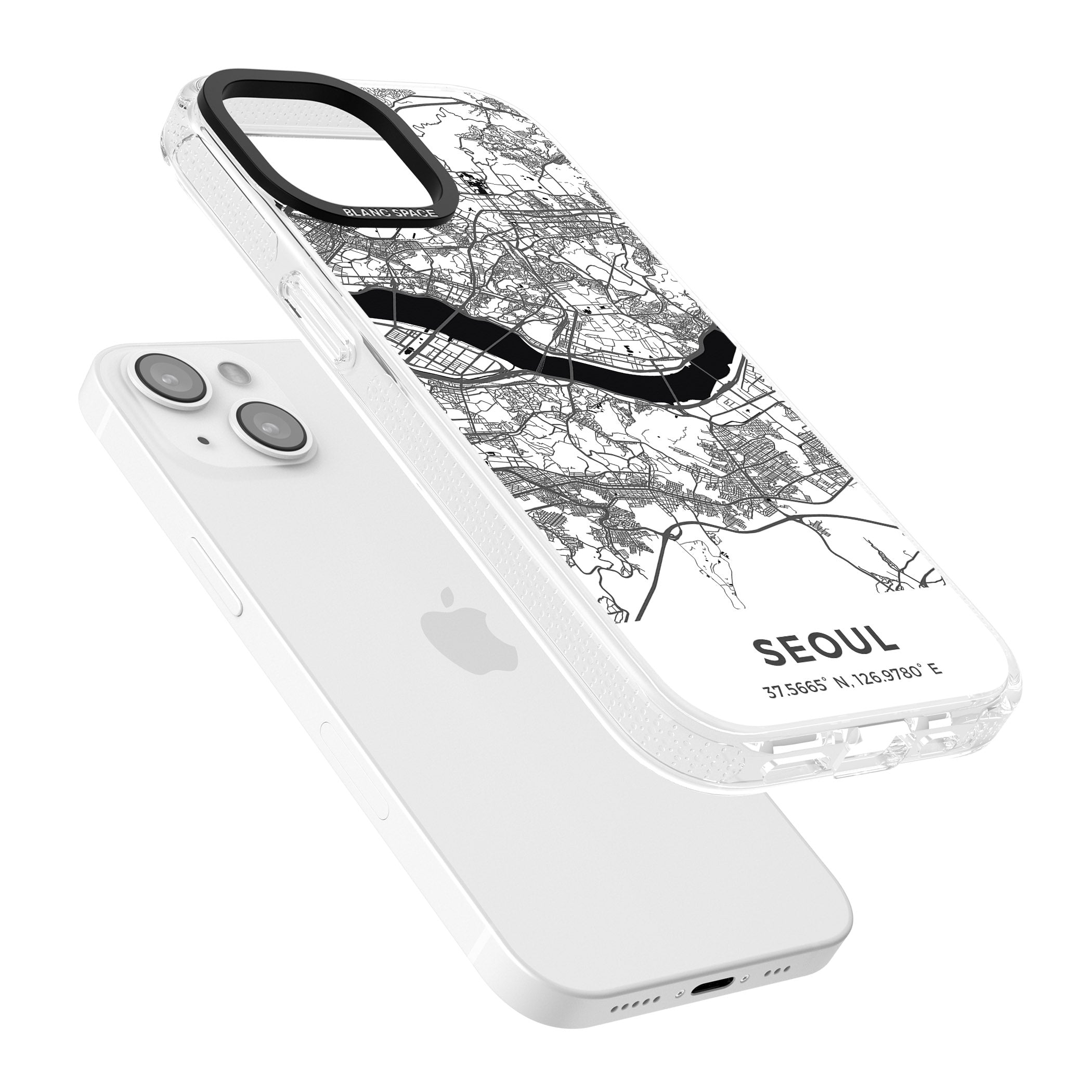 Map of Seoul, South Korea iPhone 15 / 14 / 13 Clear Case Impact Air - Blanc Space
