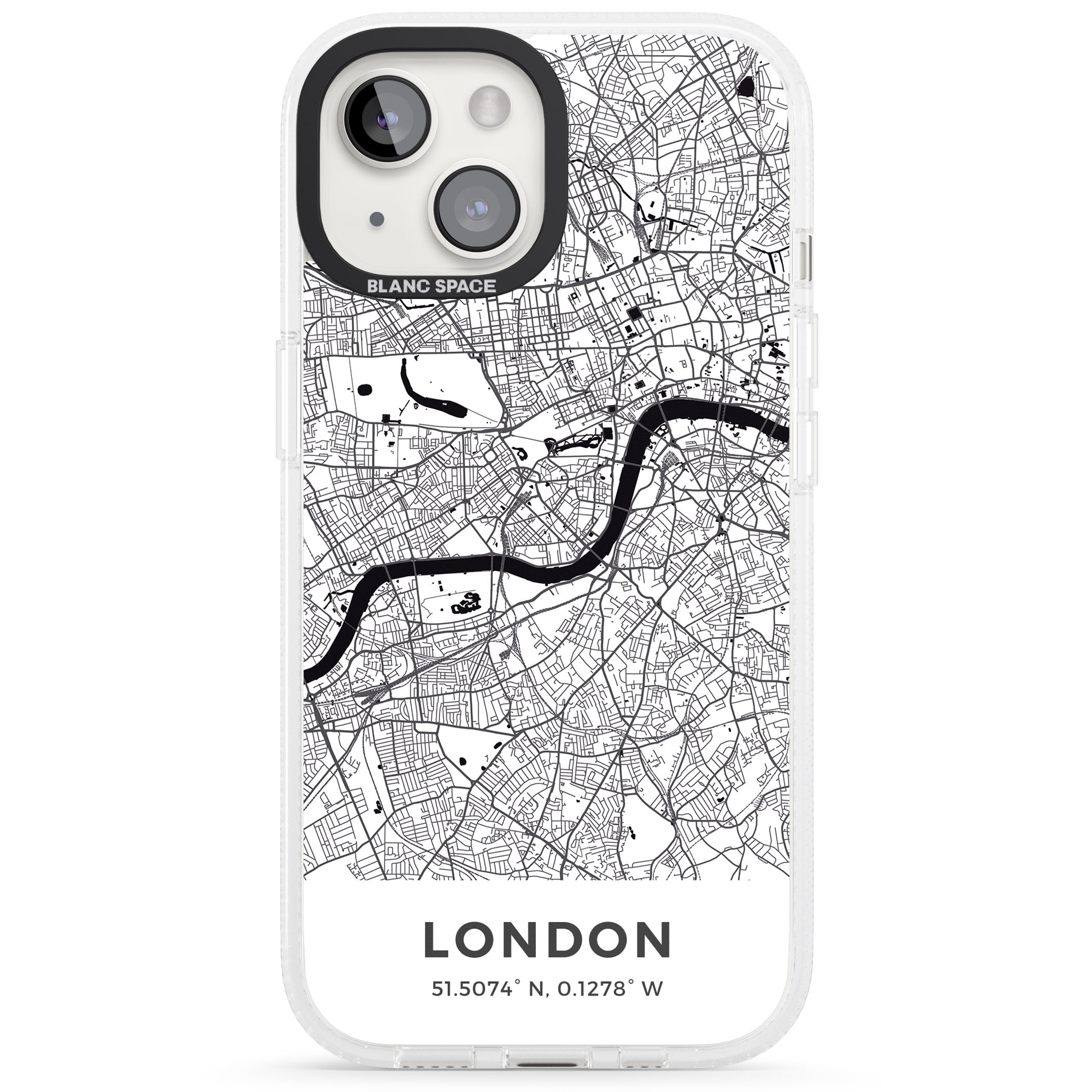 Map of London, England iPhone 15 / 14 / 13 Clear Case Impact Air - Blanc Space